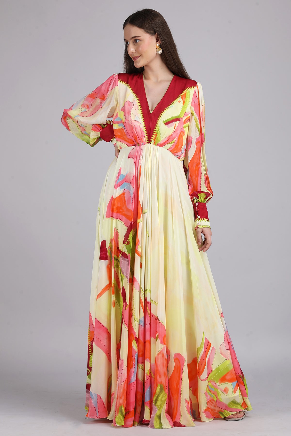 Multicolor Printed Maxi Dress
