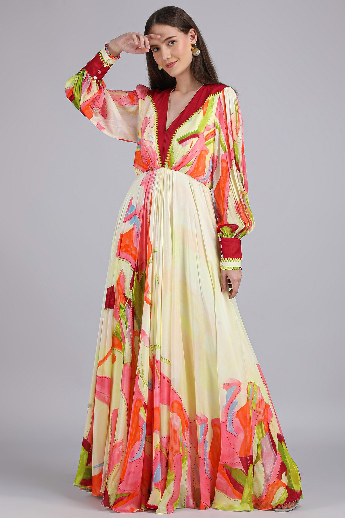 Multicolor Printed Maxi Dress