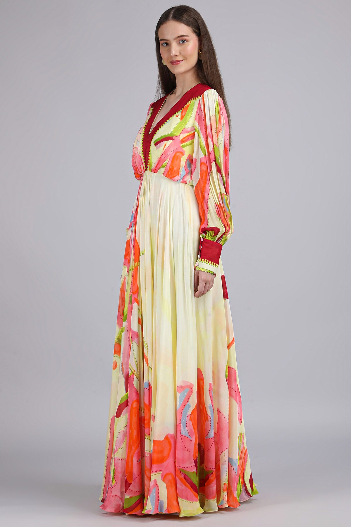 Multicolor Printed Maxi Dress
