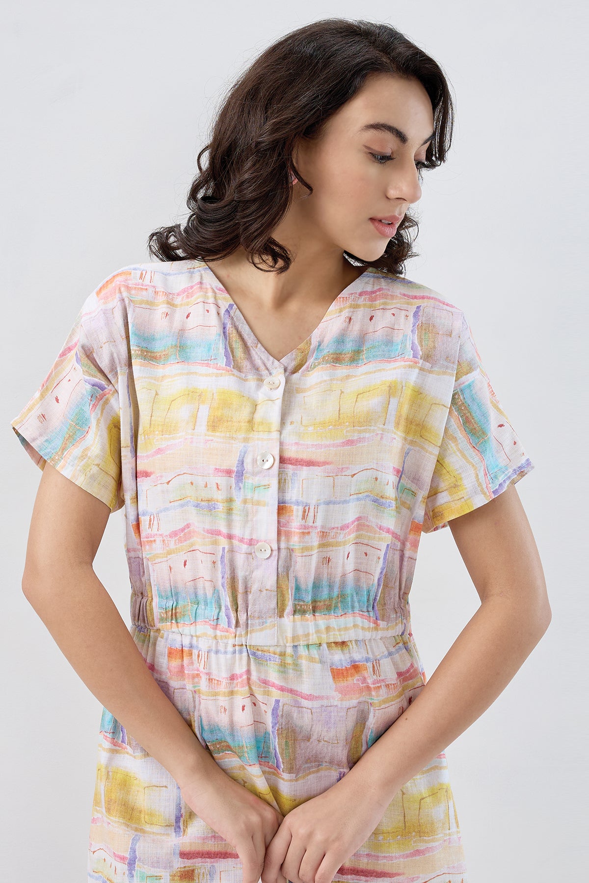Multicolor Abstract Printed Dress