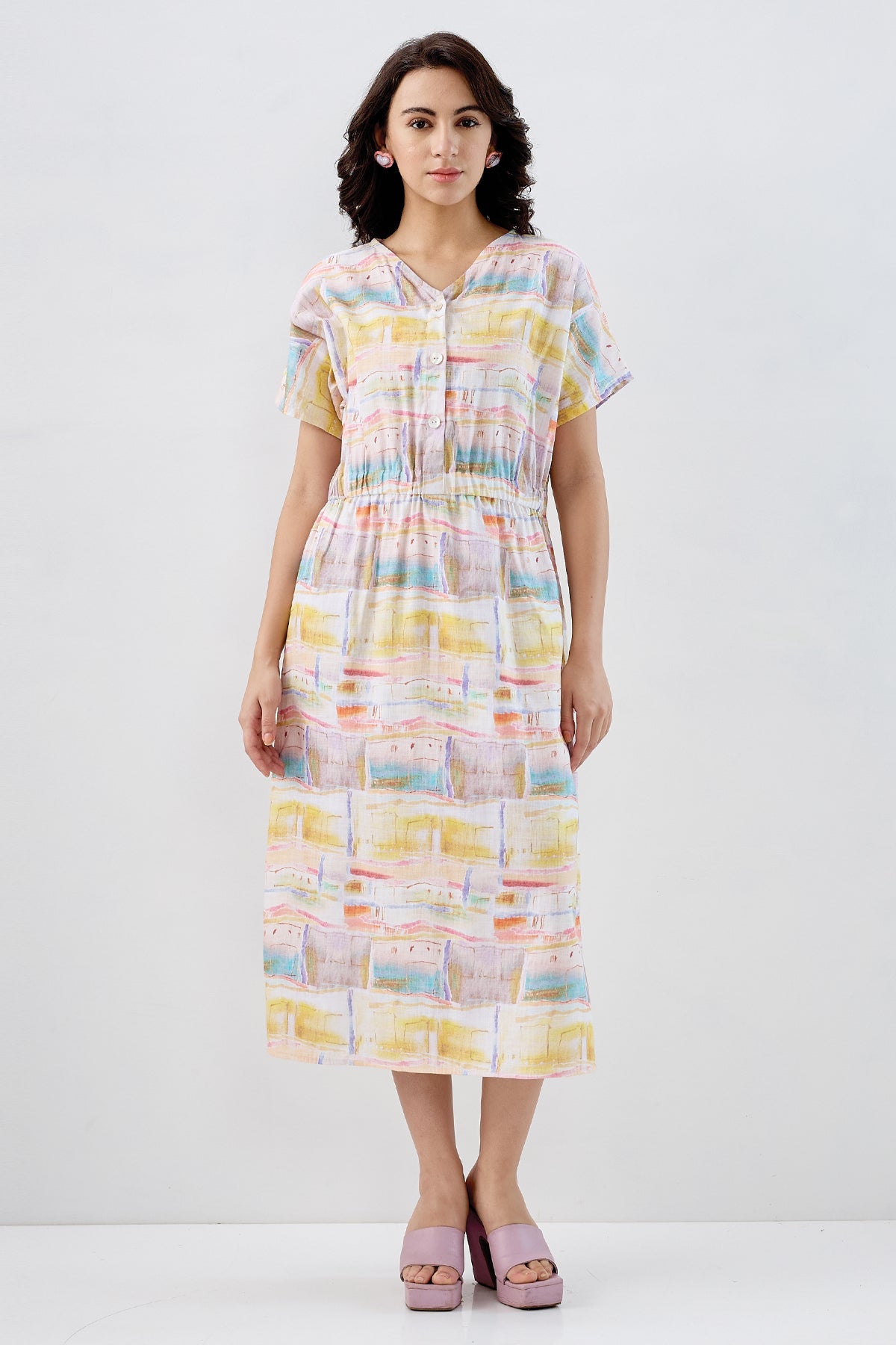 Buy Multicolor Printed Midi Dress for Women by SNEHA B Designer online available at scrollnshops