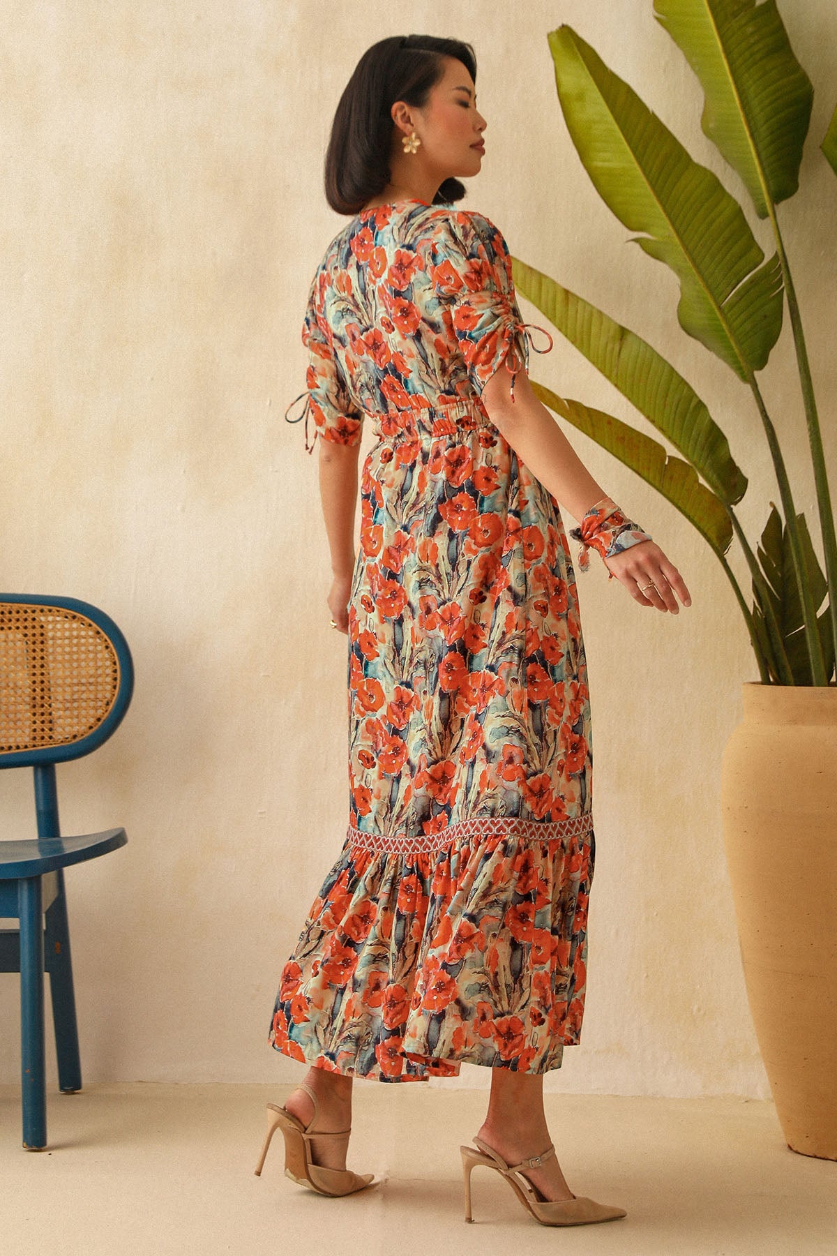 Multicolor Printed Pintuck Dress