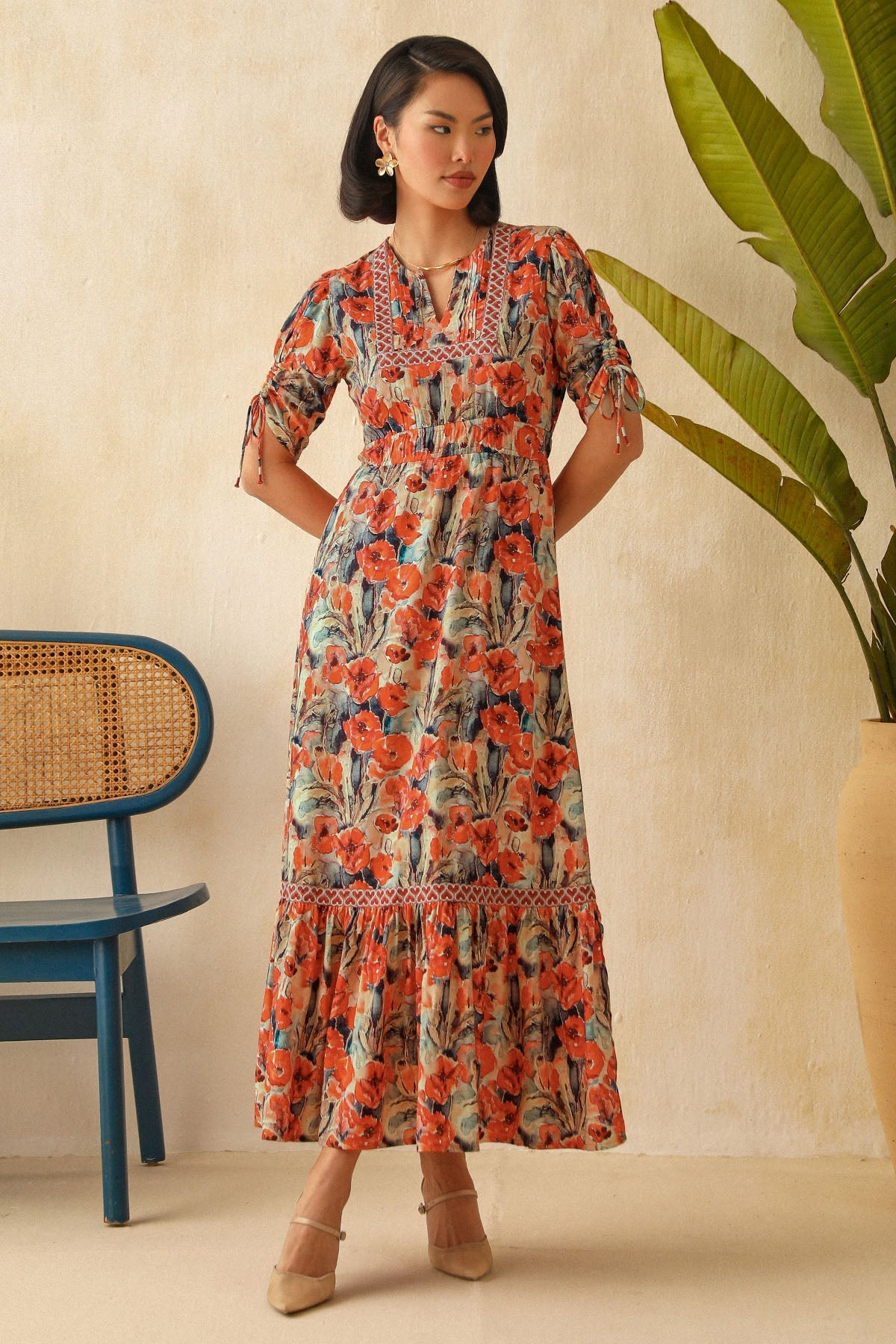 Buy Multicolor Printed Pintuck Dress by Sewtable Clothing for Women online at ScrollnShops