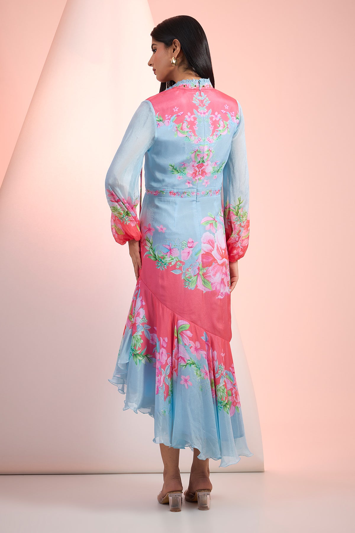 Multicolor Printed Ruffled Dress