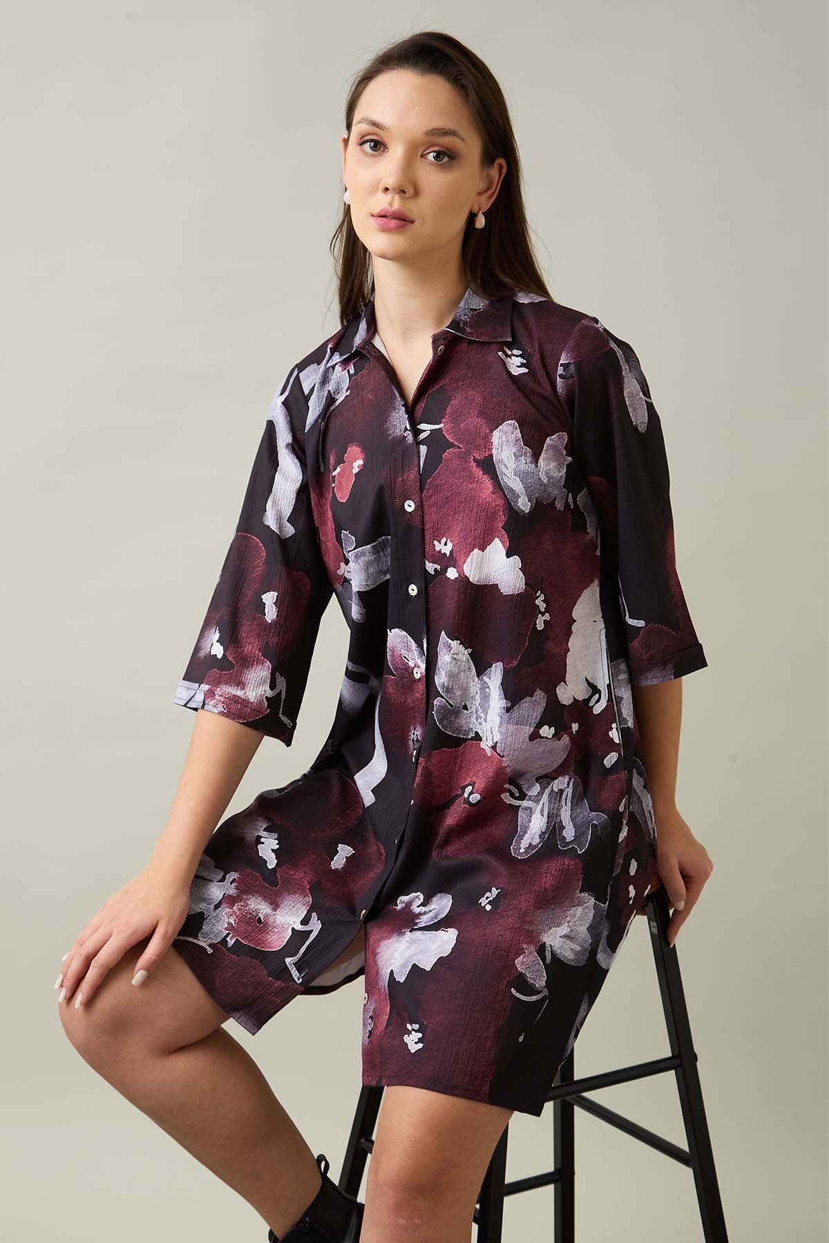 Printed Multicolor Shirt Dress