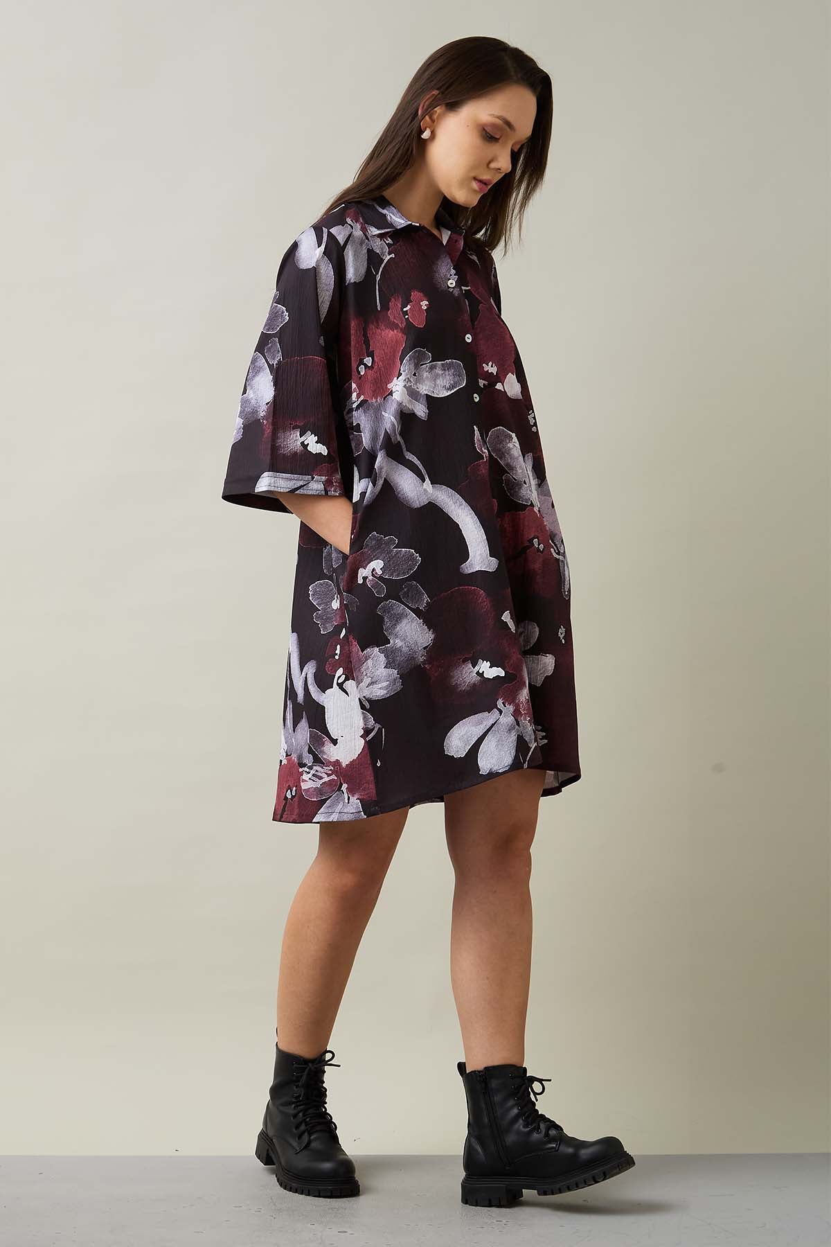 Printed Multicolor Shirt Dress