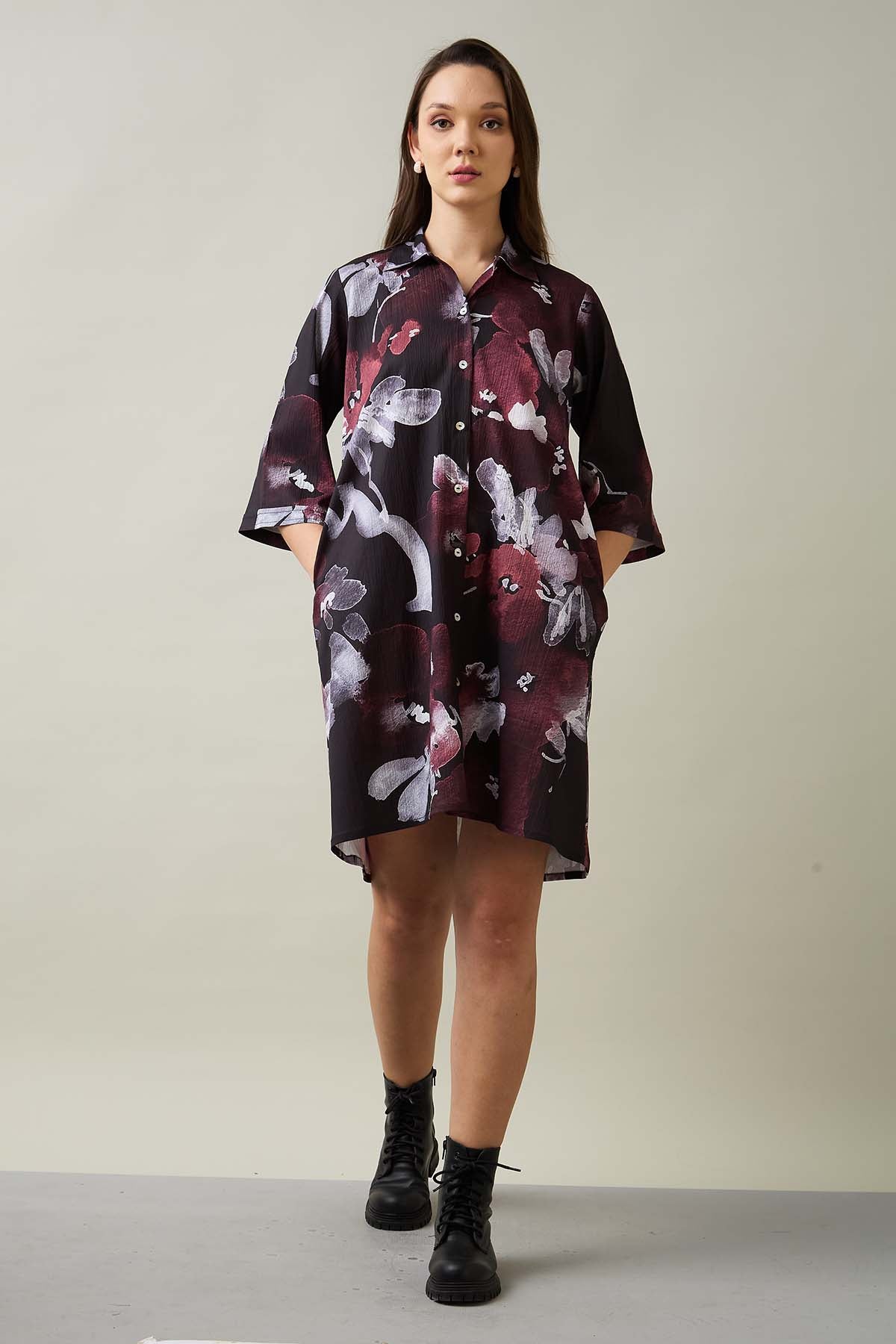 Buy Printed Multicolor Shirt Dress for Women by SNEHA B Designer online available at scrollnshops