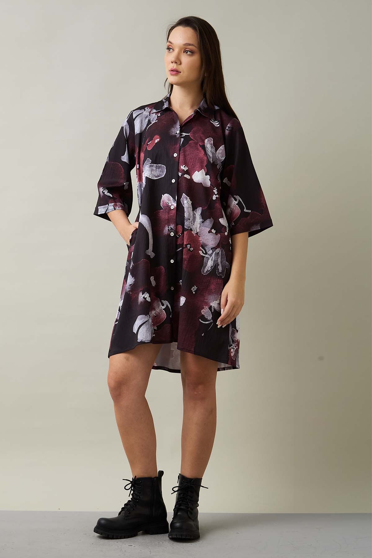 Printed Multicolor Shirt Dress