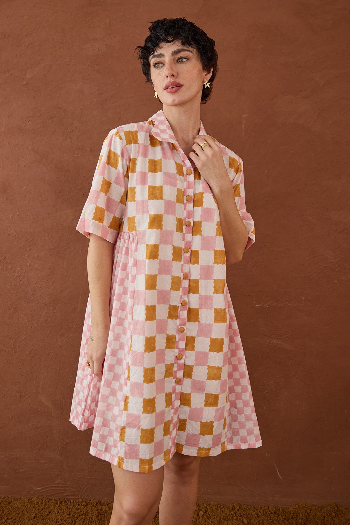 multi coloured shirt dress womens Delia Mesh Mini Shirt Dress - Multi Color
