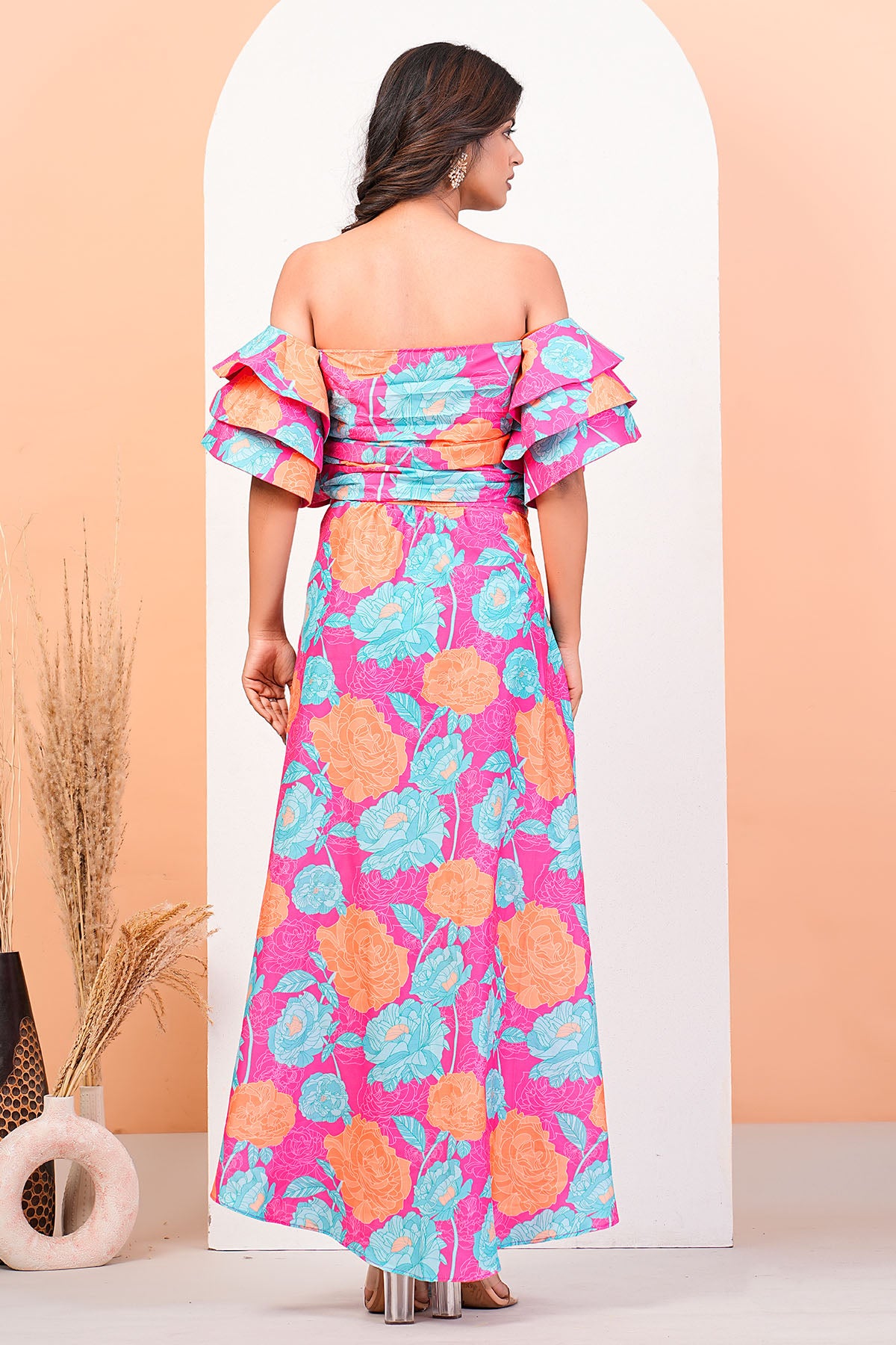 Multicolor Printed Top & Skirt