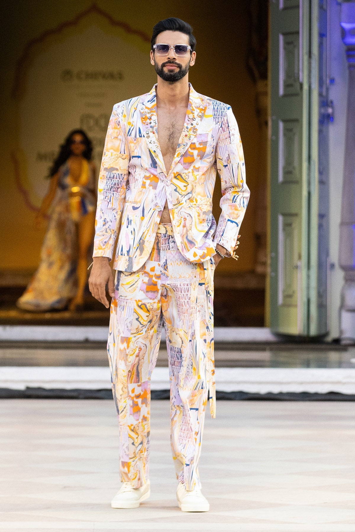 Buy Multicolor Printed Trousers by Mandira Wirk for men online at ScrollnShops