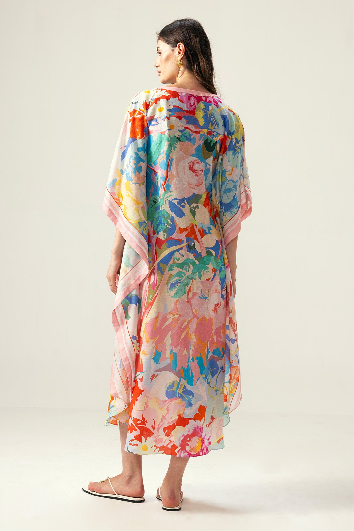 Multicolor Printed V-Neck Kaftan