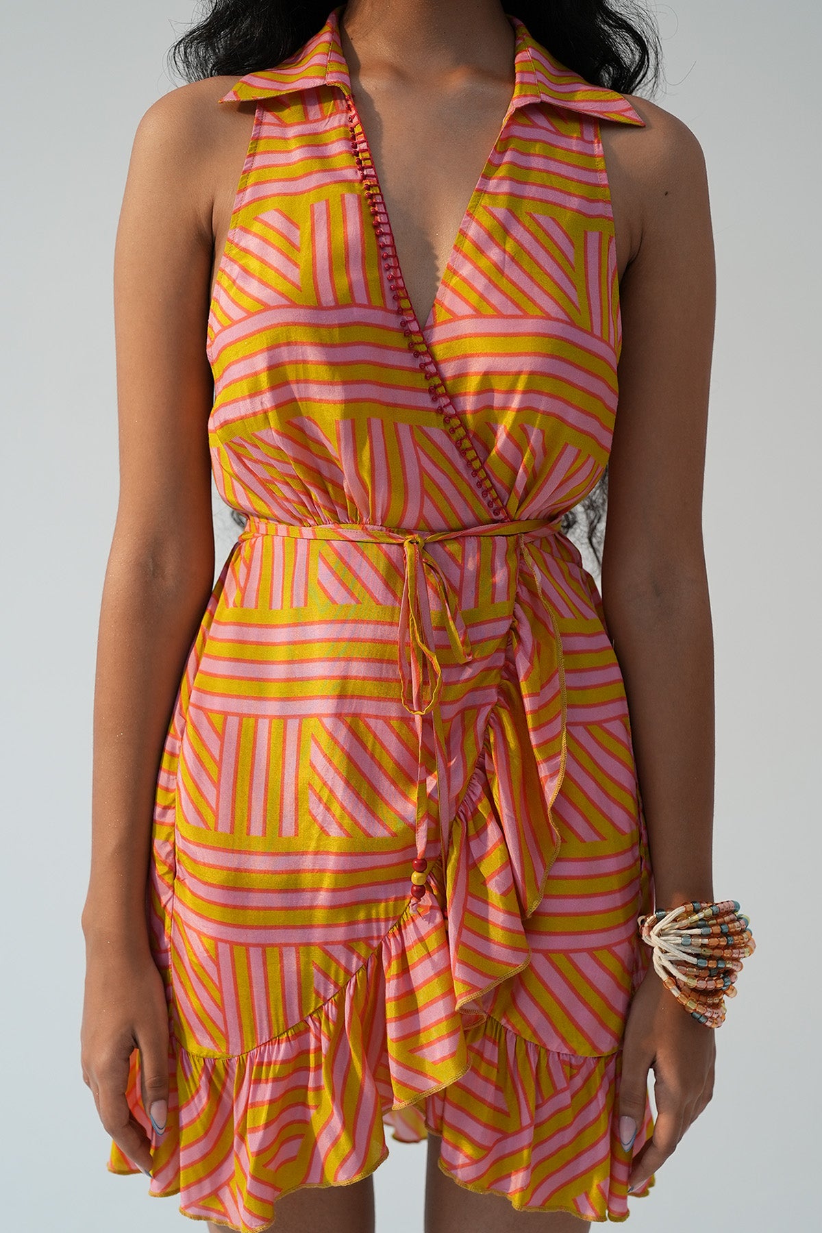 Multicolor Printed Wrap Dress