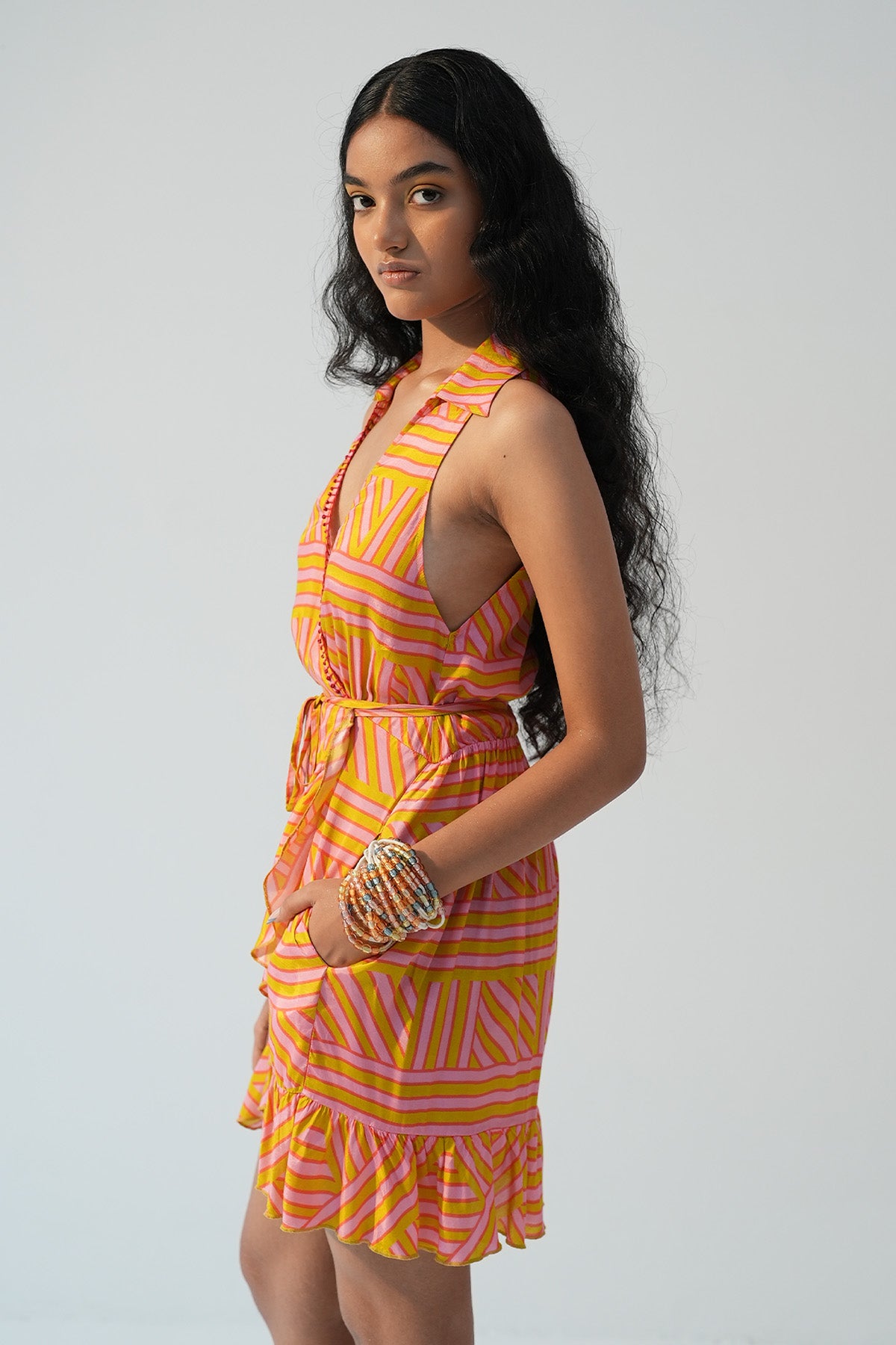 Multicolor Printed Wrap Dress