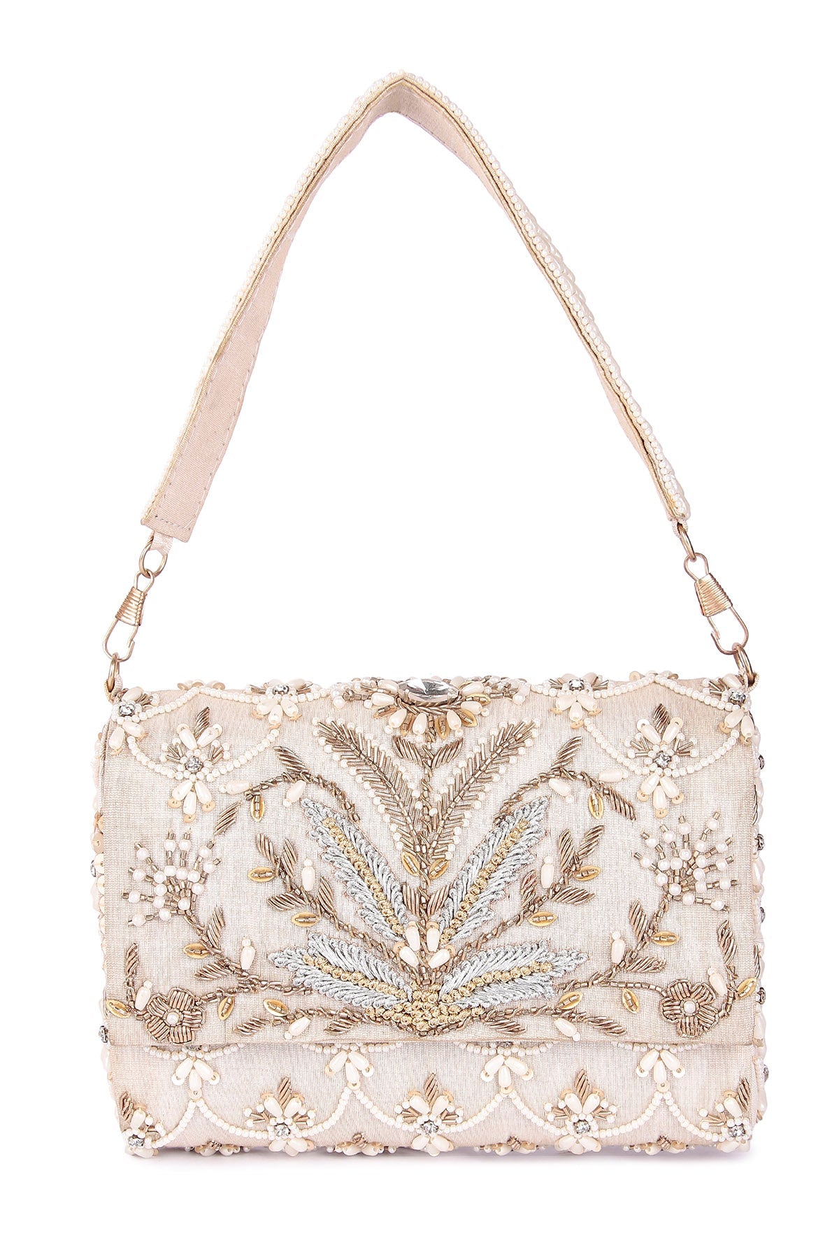 Buy Multicolor Raw Silk Bead Clutch for women by the Purple sack online available at scrollnshops