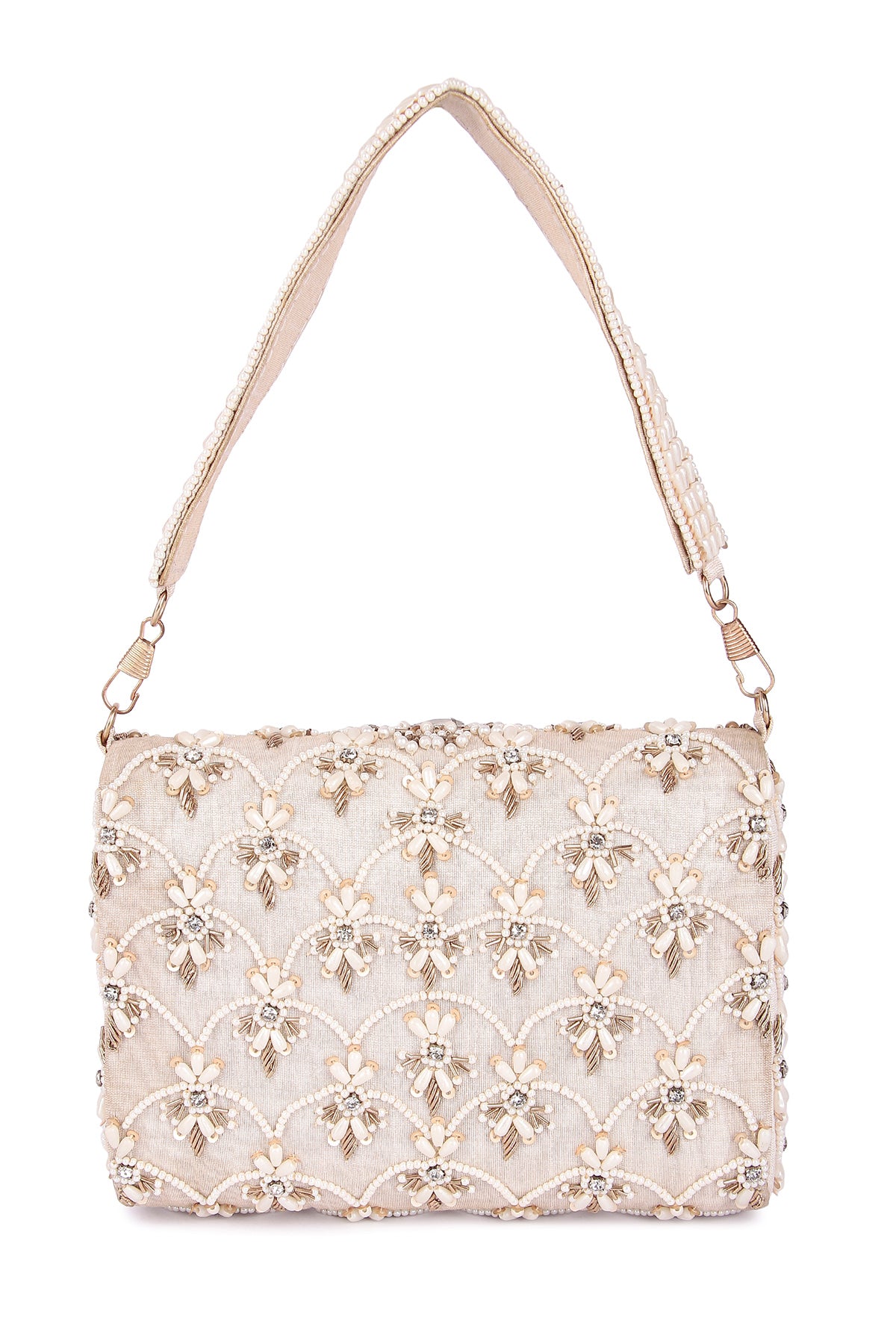 Multicolor Raw Silk Bead Clutch