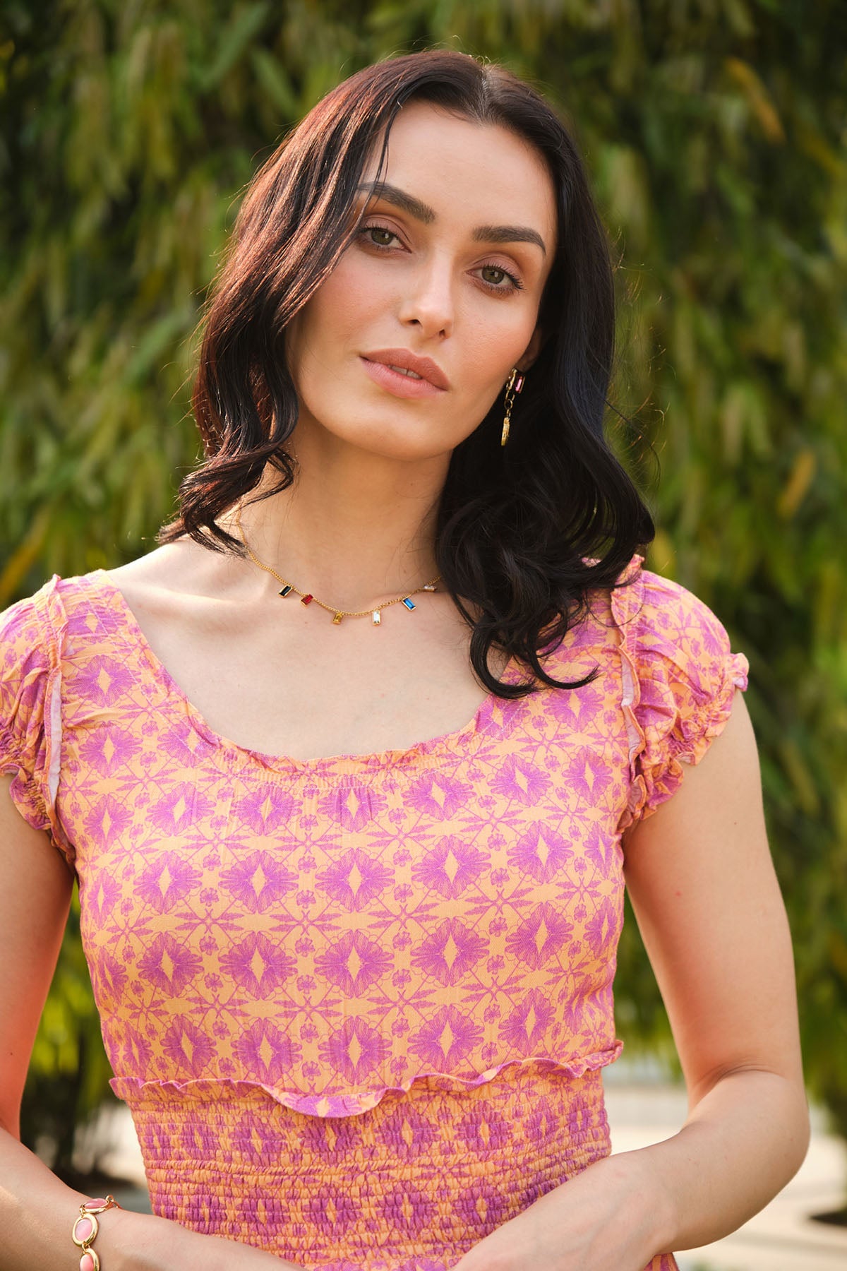 Multicolor Rayon Ruffled Dress