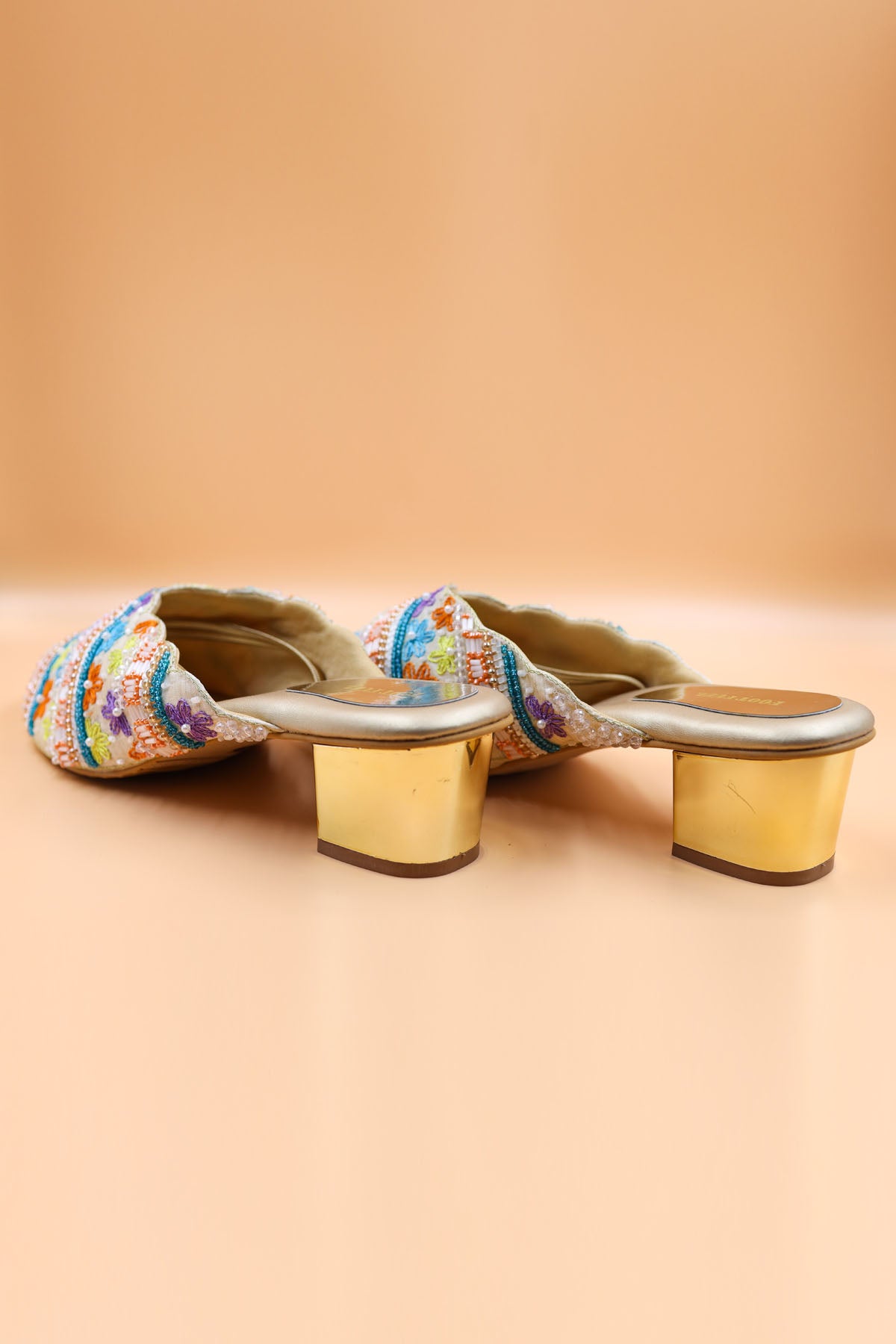 Multicolor Rexine Bead Mules