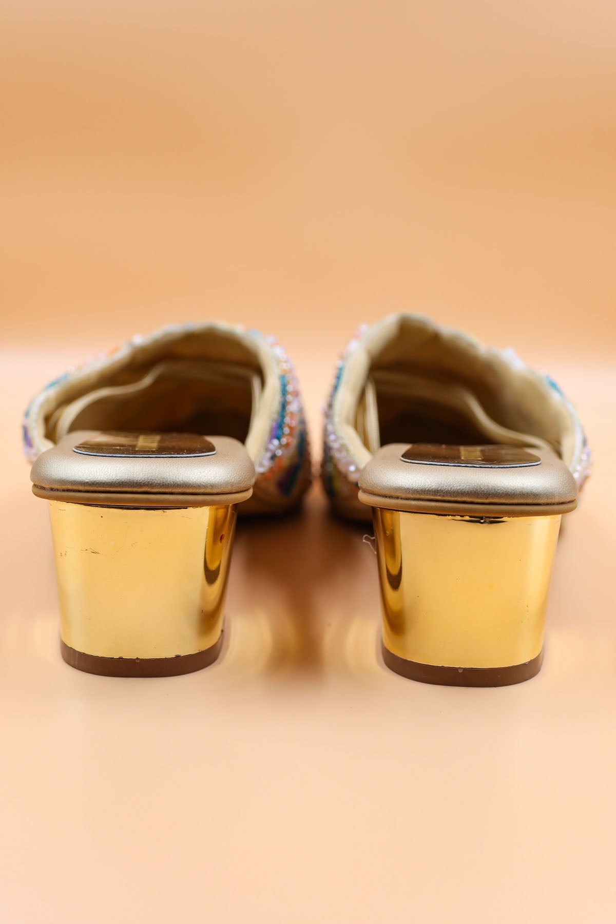 Multicolor Rexine Bead Mules