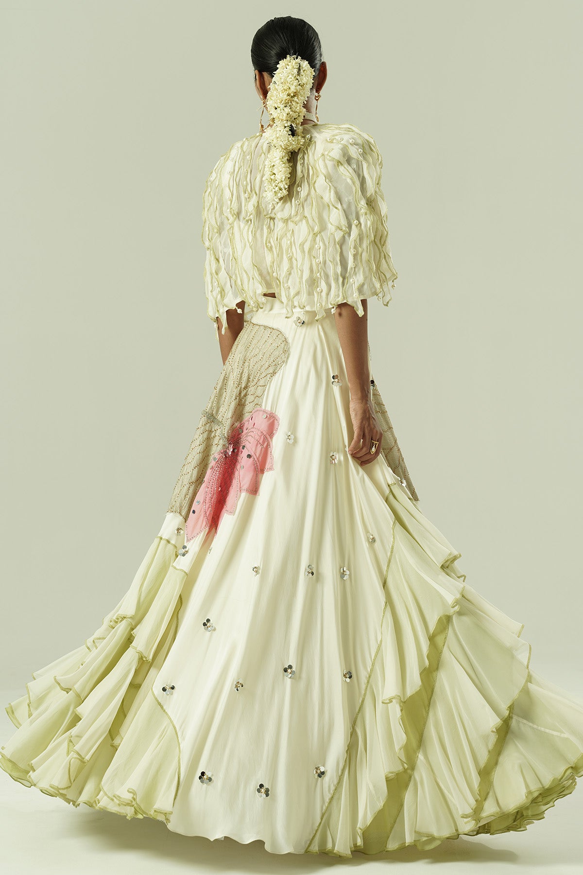 Multicolor Ruffle Lehenga Set