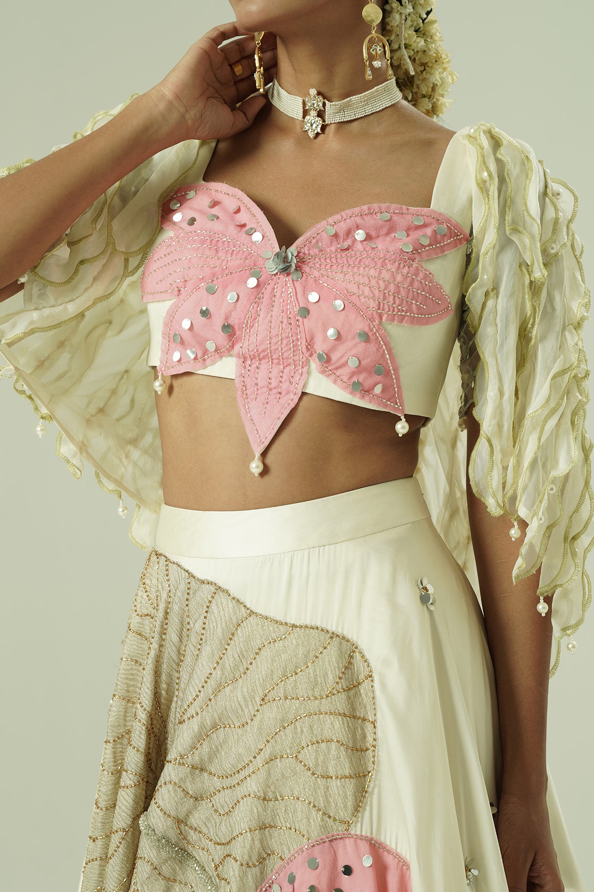 Multicolor Ruffle Lehenga Set