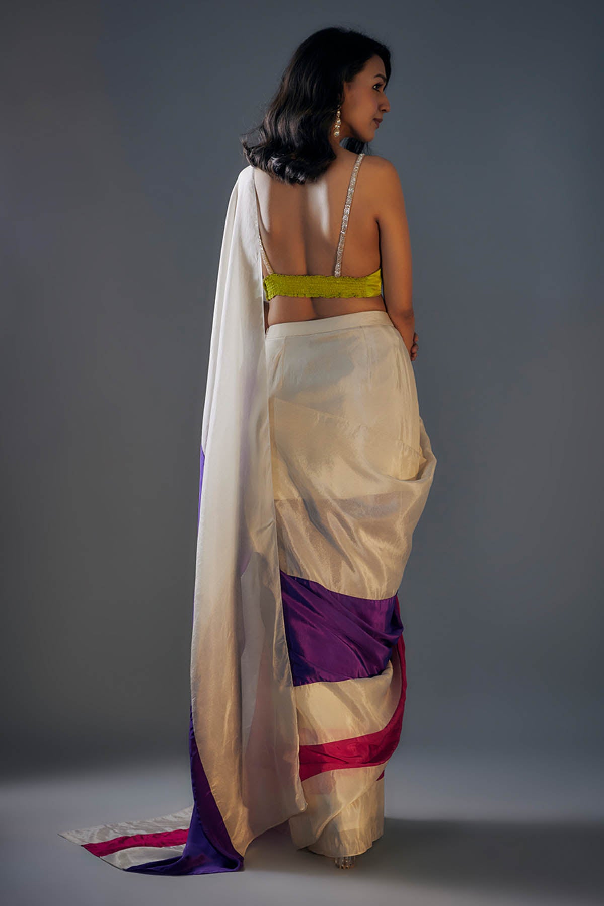 Multicolor Saree & Green Blouse