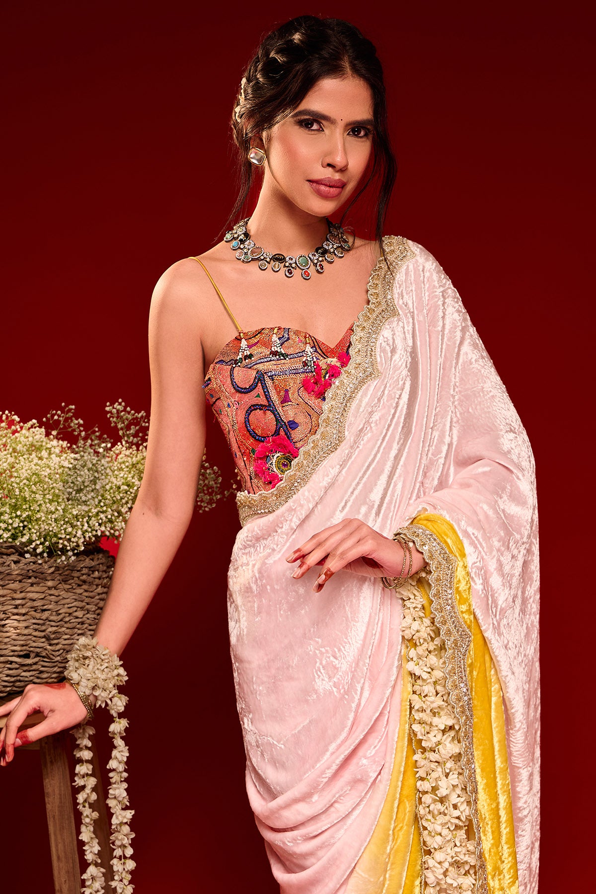 Multicolor Scallop Saree Blouse