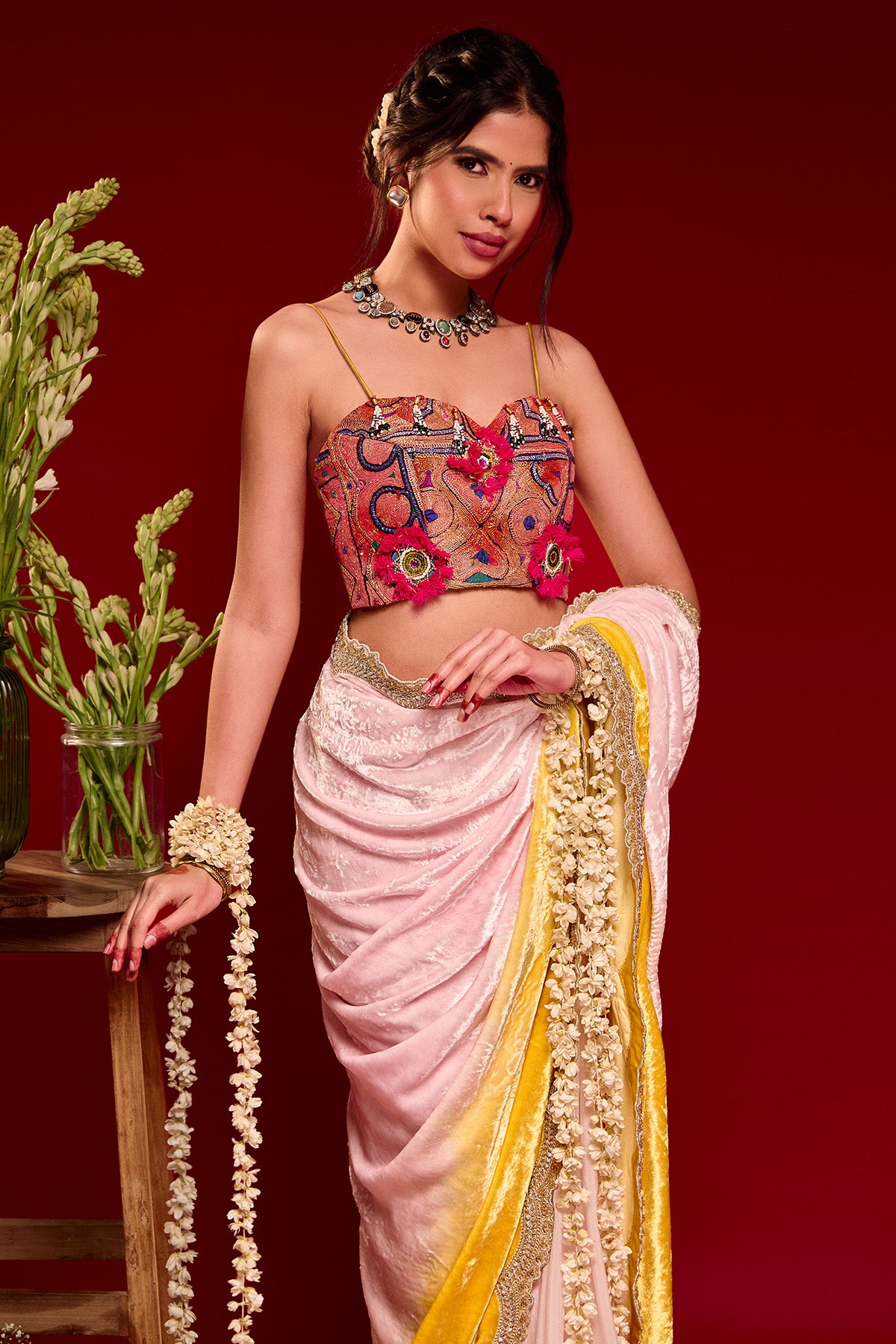 Multicolor Scallop Saree Blouse