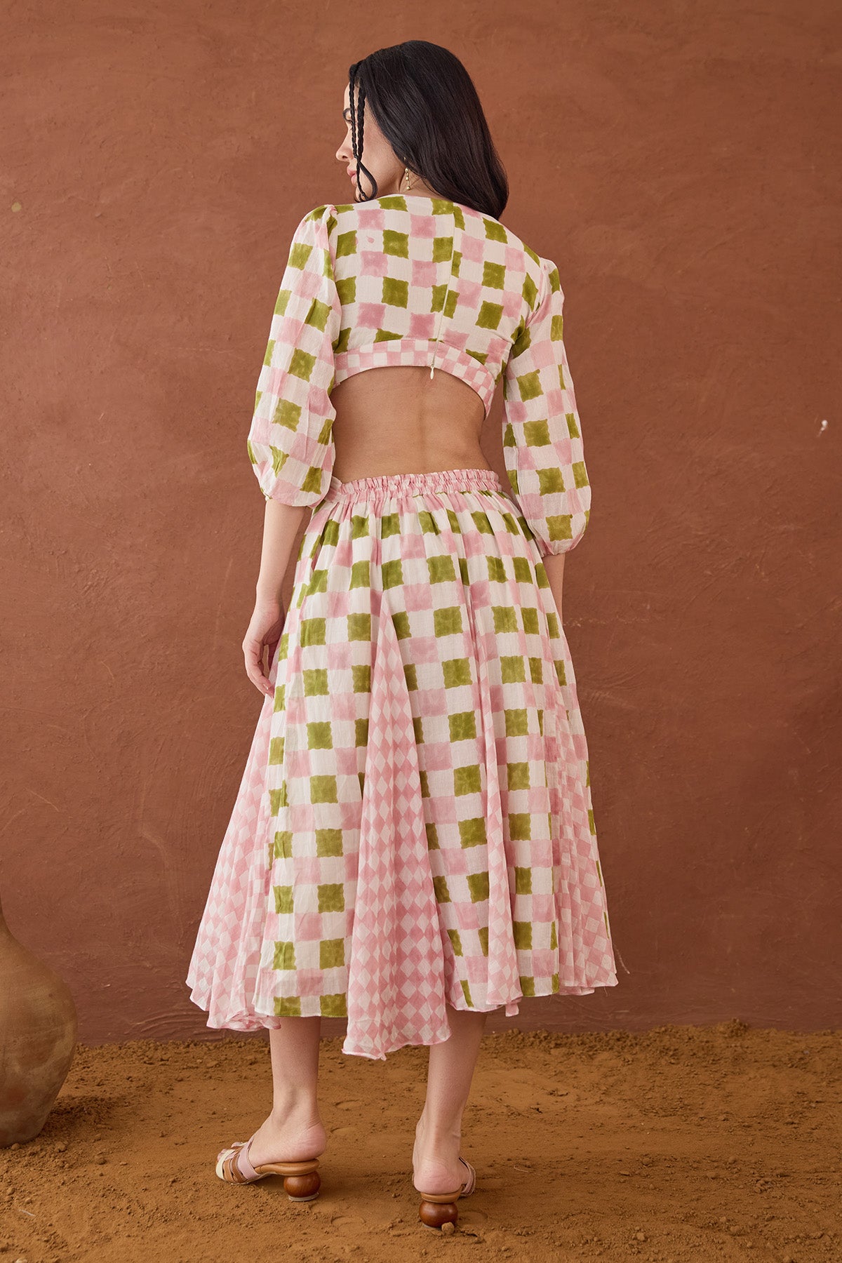 Multicolor Scalloped Neck Dress