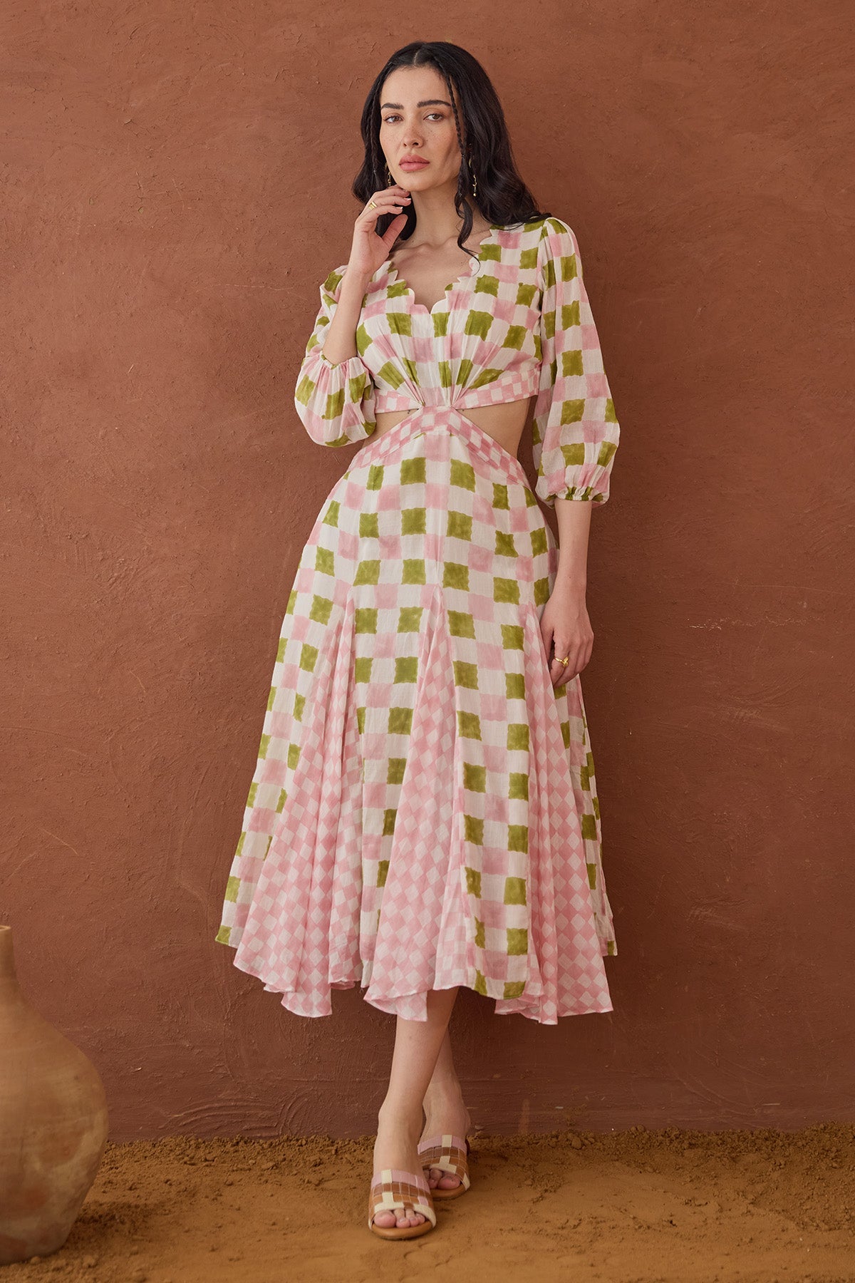 Buy Multicolor Scalloped Neck Dress by Taro India for women online at ScrollnShops