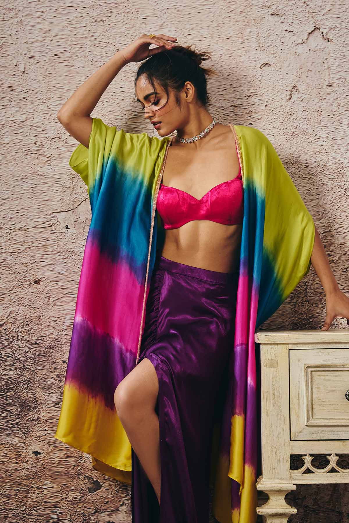 Multicolor Skirt Set & Shrug