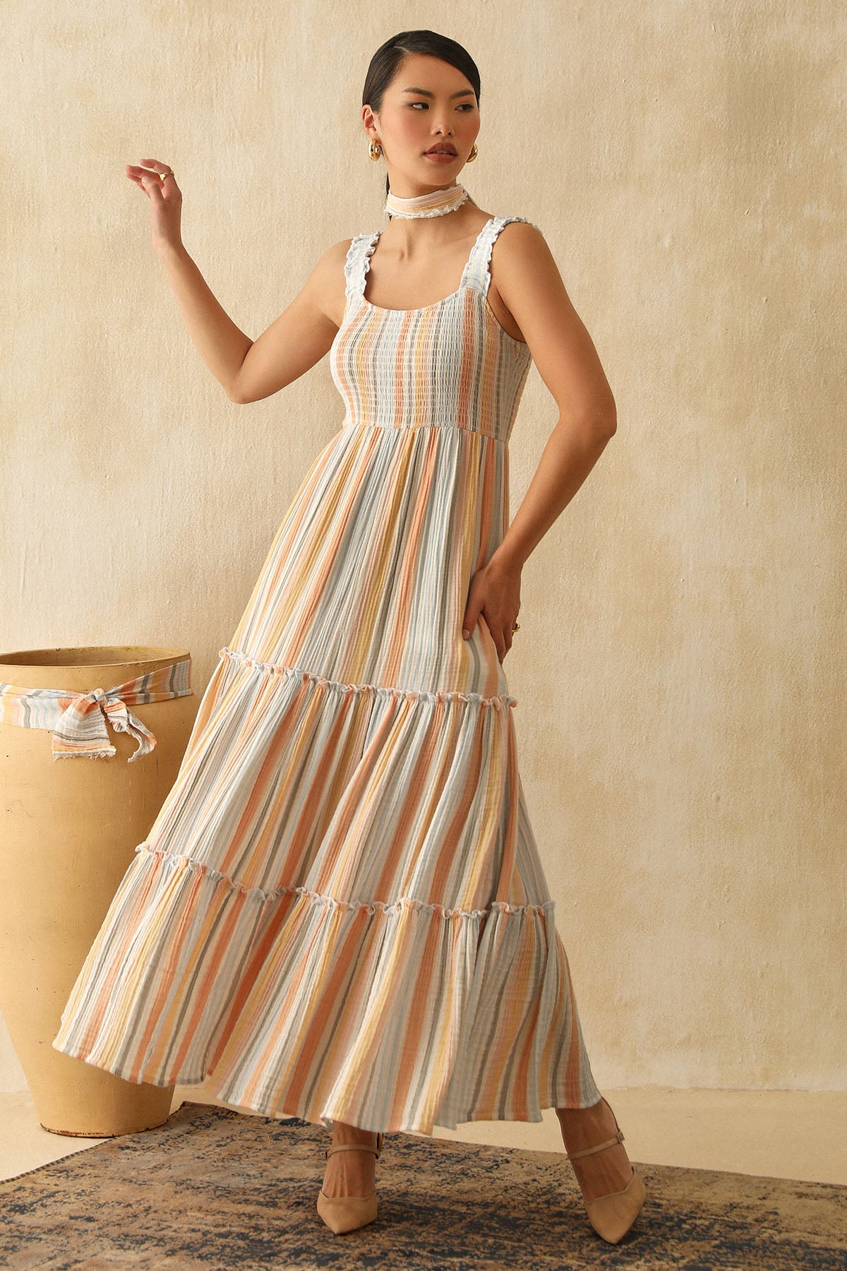 Sleeveless Multicolor Maxi Dress