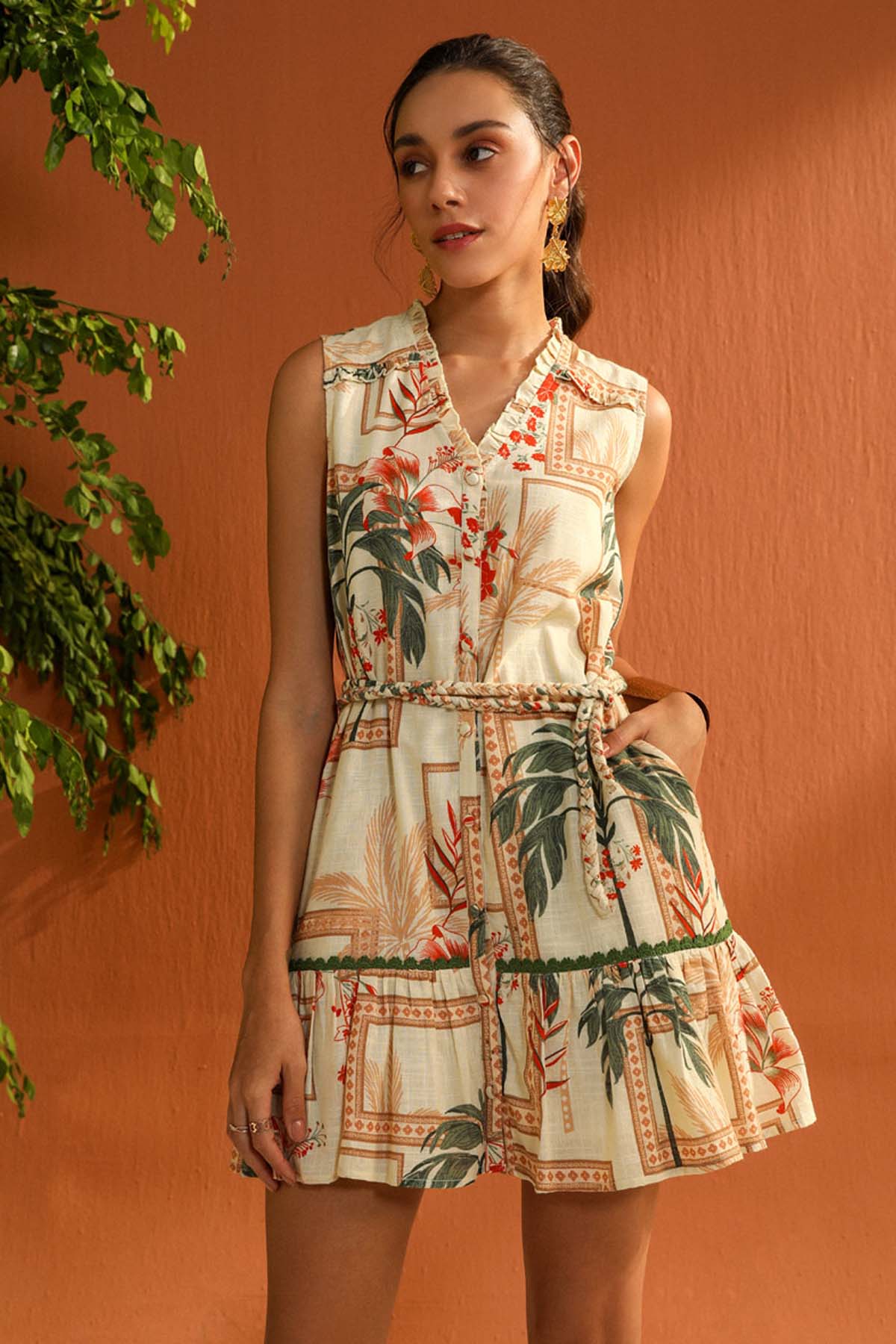 Sewtable Clothing Multicolor Sleeveless Mini Dress for women online at ScrollnShops