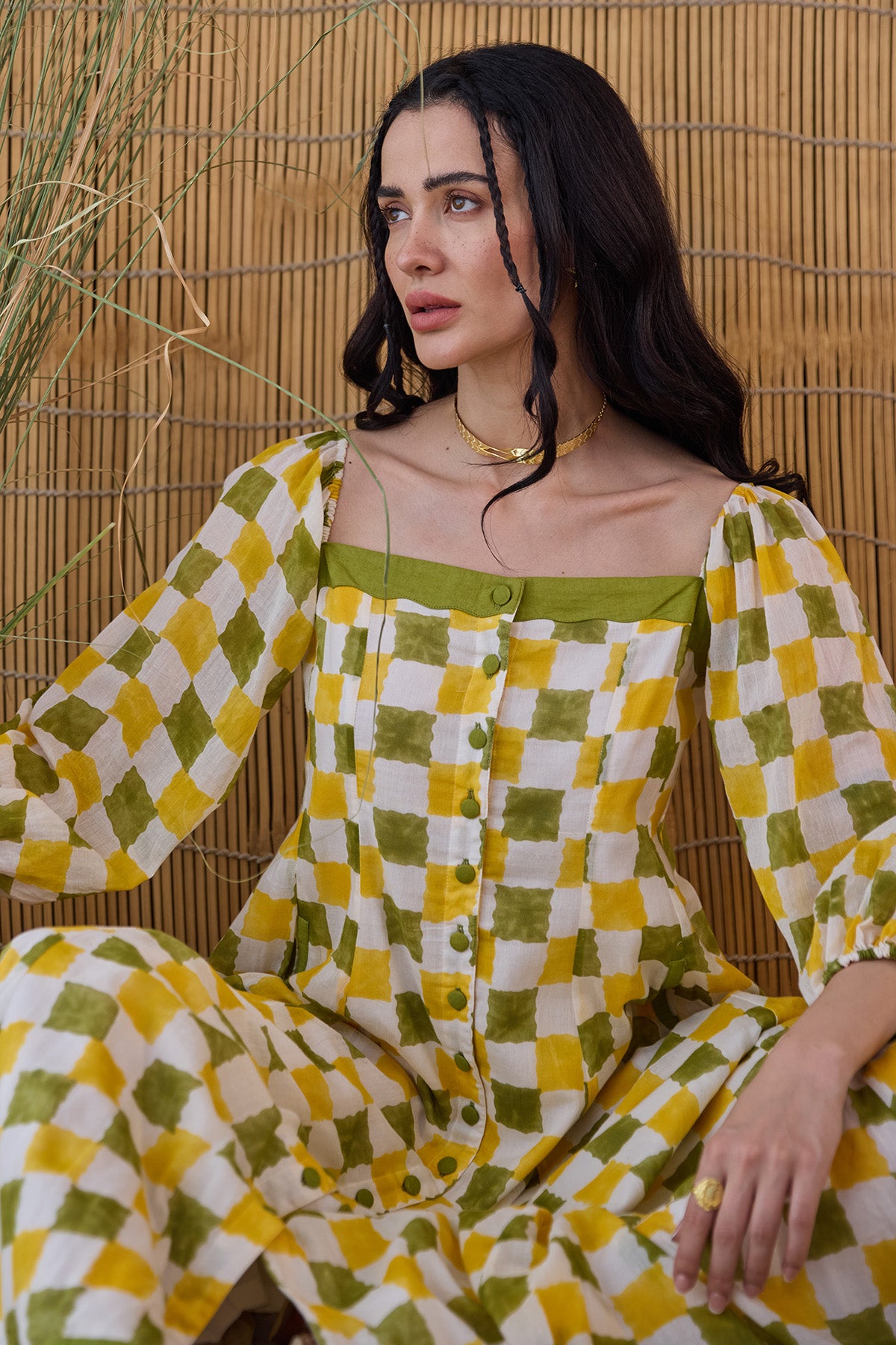 Multicolor Square Neck Dress