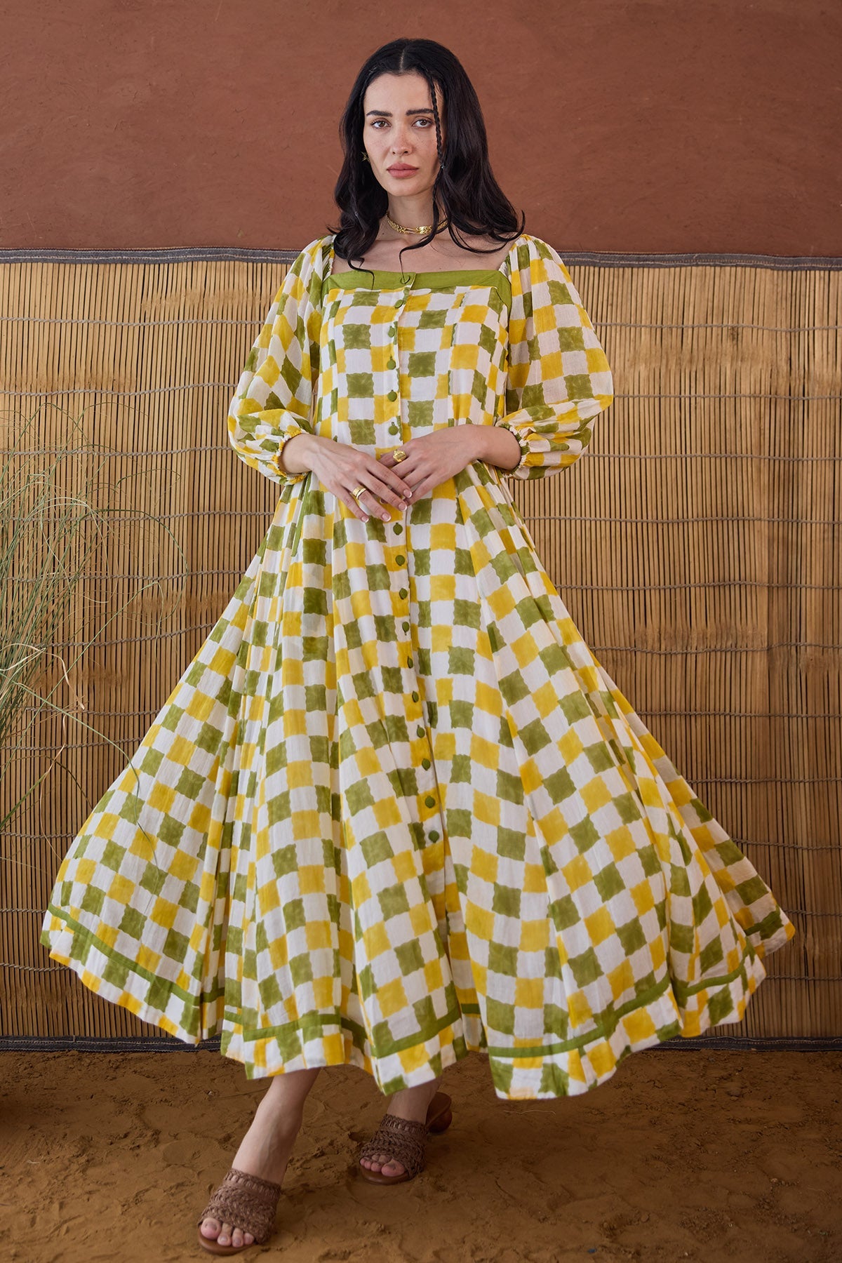 Buy Multicolor Square Neck Dress for Women at ScrollnShops Buy Multicolor Square Neck Dress for Women at ScrollnShops