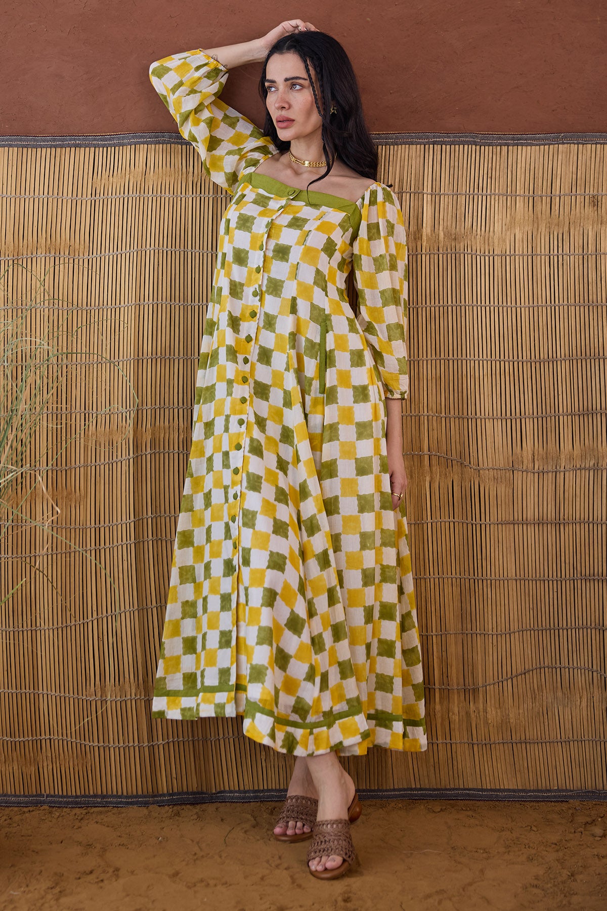 Multicolor Square Neck Dress