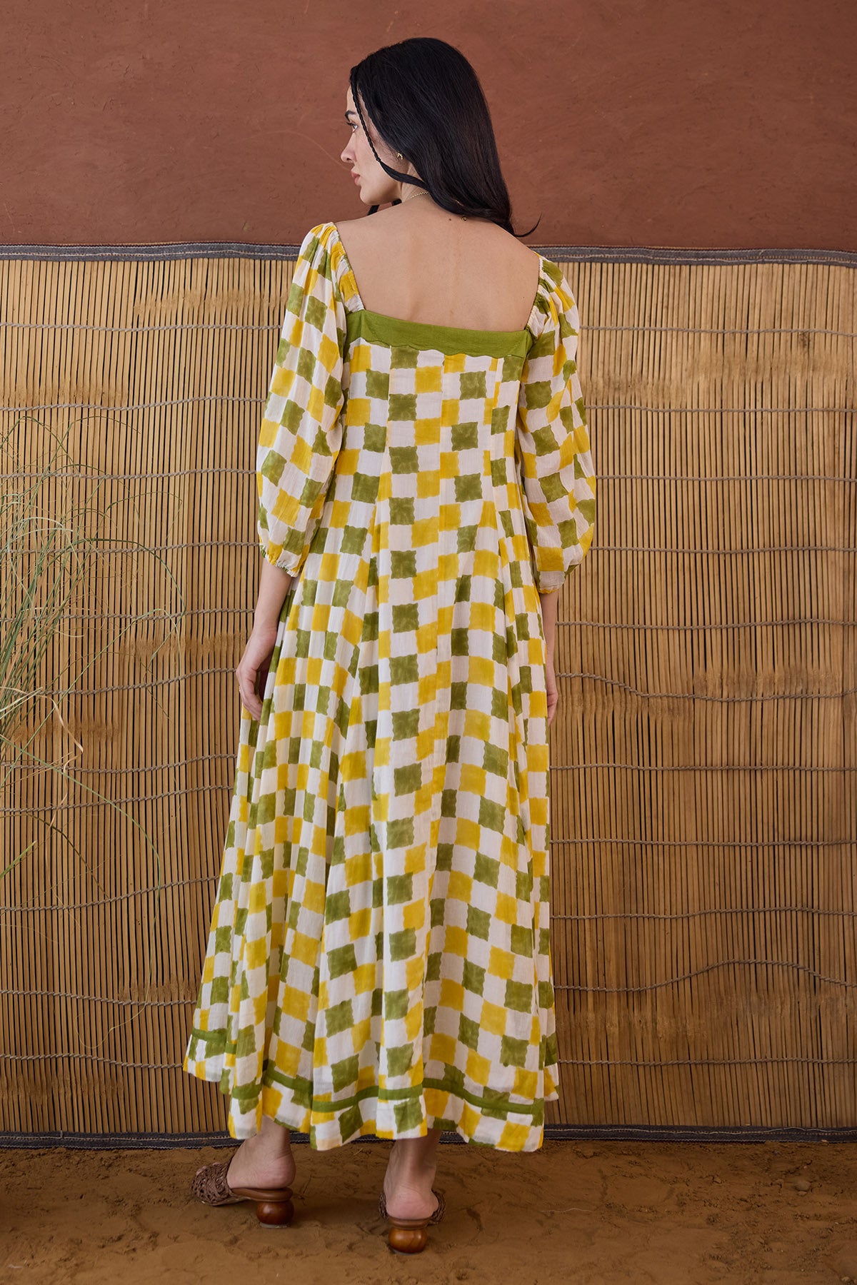 Multicolor Square Neck Dress