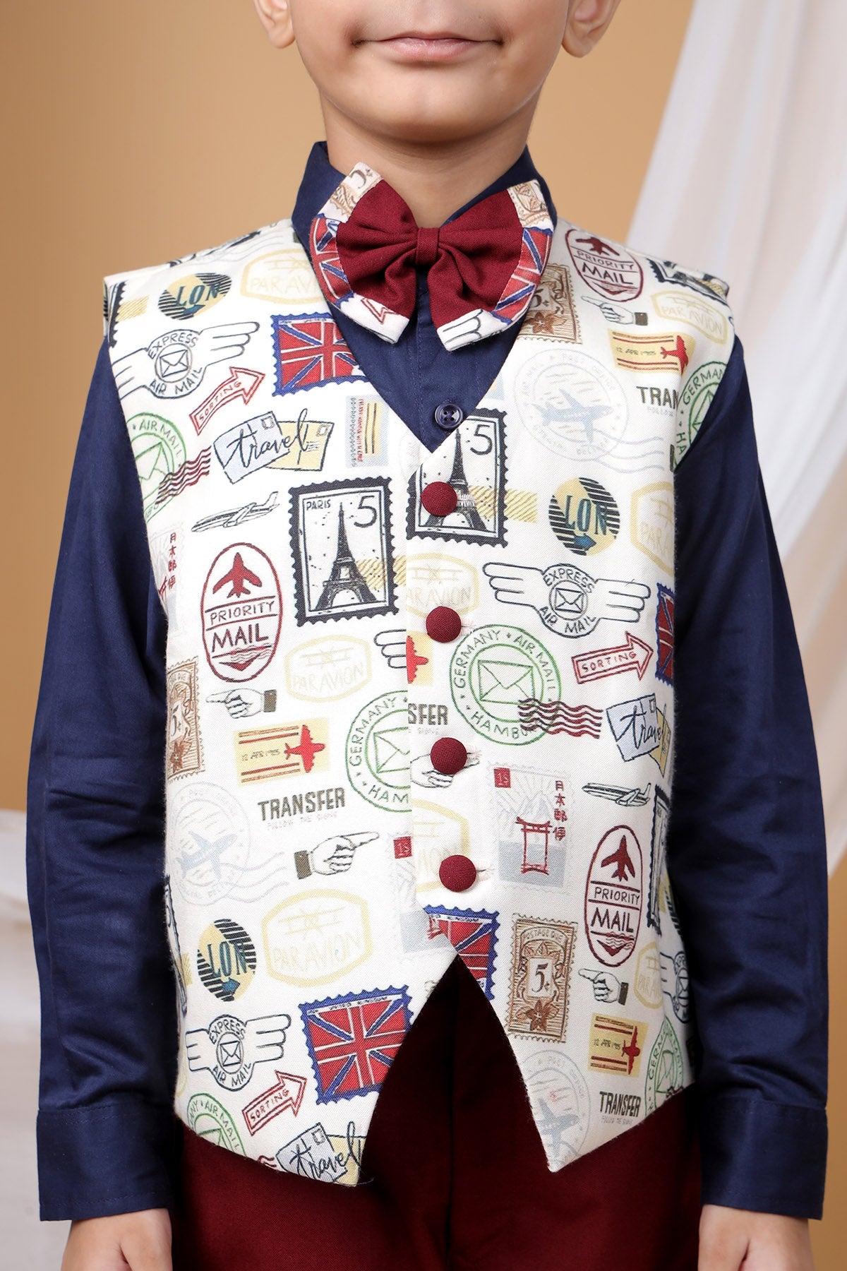 Multicolor Stamp Print Suit Set
