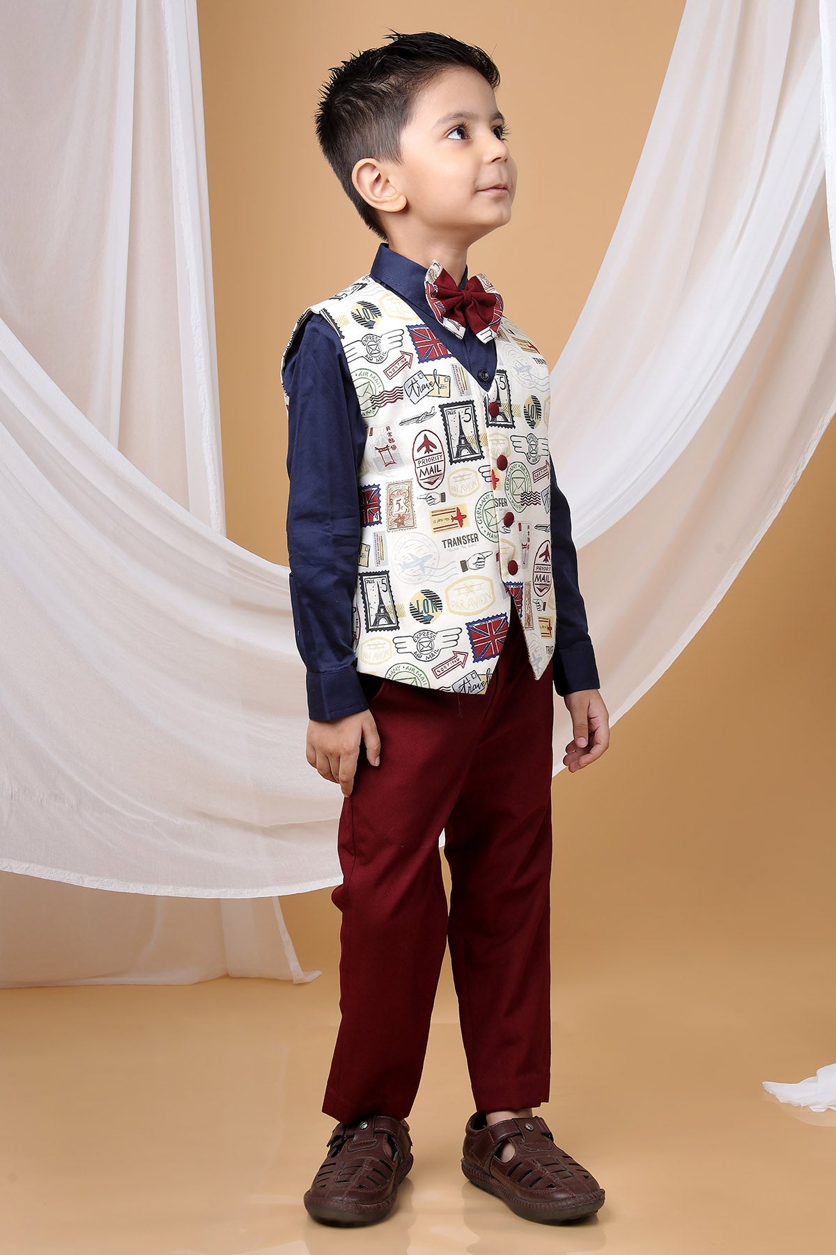 Multicolor Stamp Print Suit Set