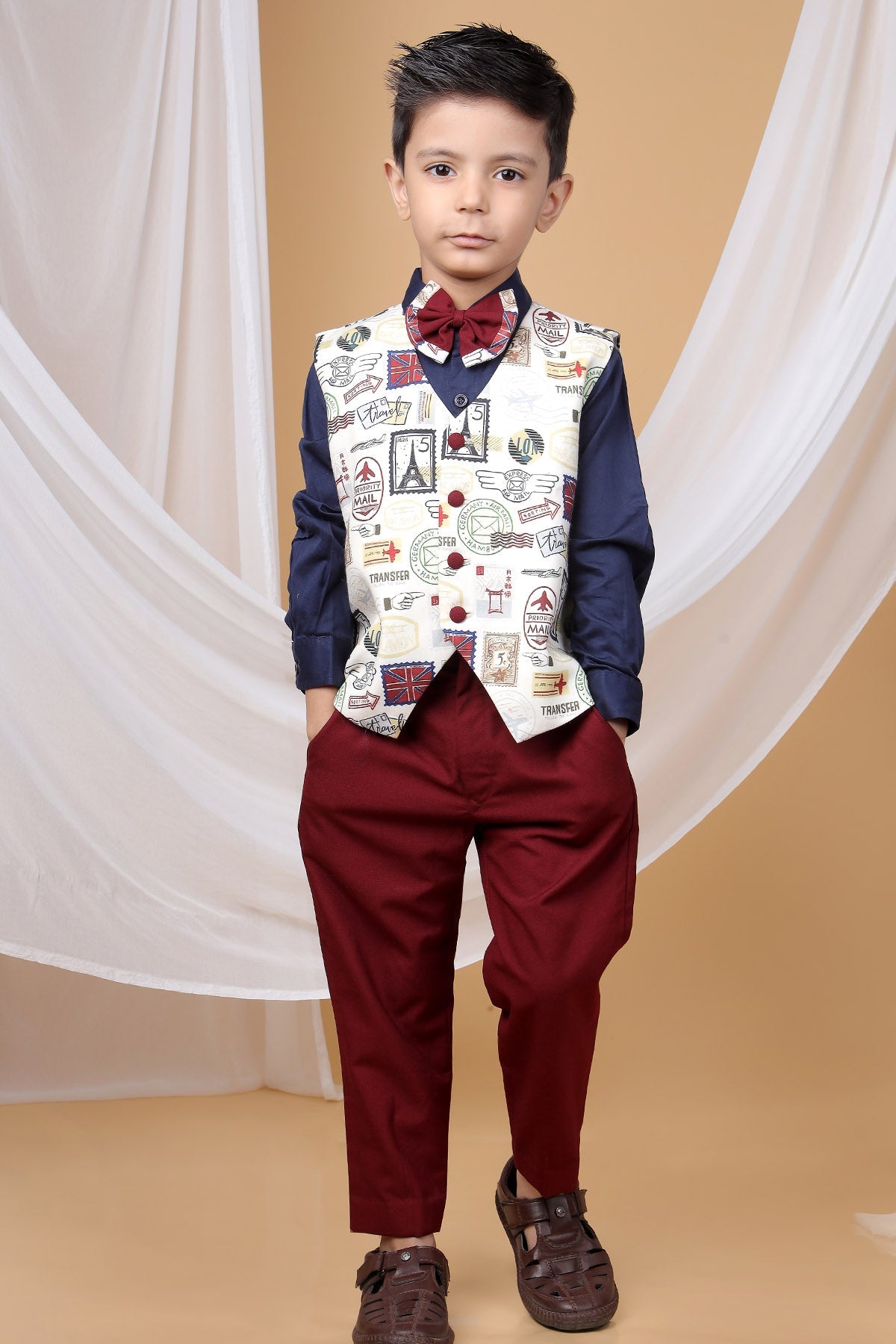 Buy Multicolor Stamp Print Suit Set for boy by Little Brats online available at scrollnshops