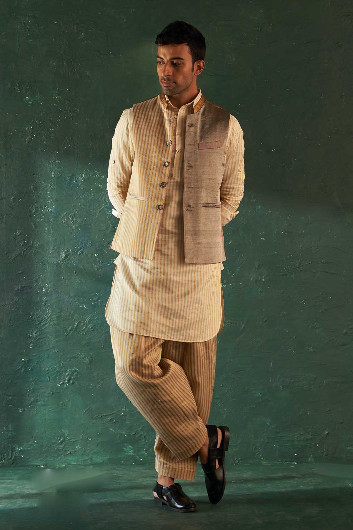 Multicolor Stripes Jacket Set