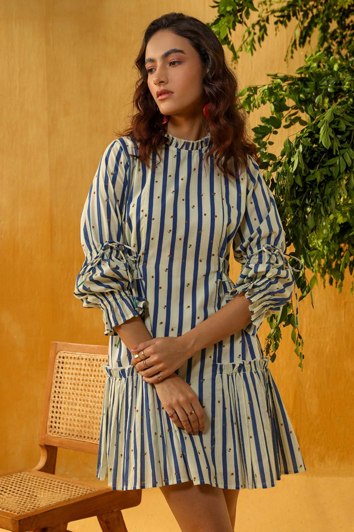 Sewtable Clothing Multicolor Stripes Print Dress for women online at ScrollnShops