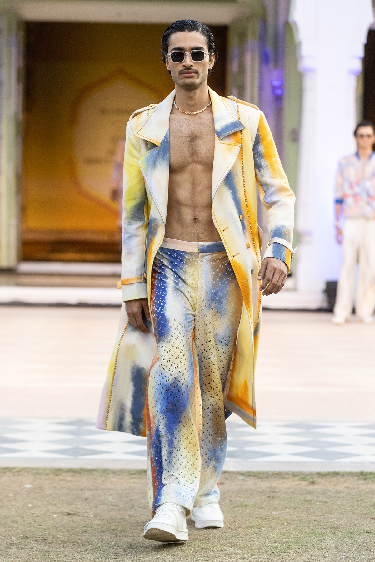 Multicolor Stroke Long Jacket