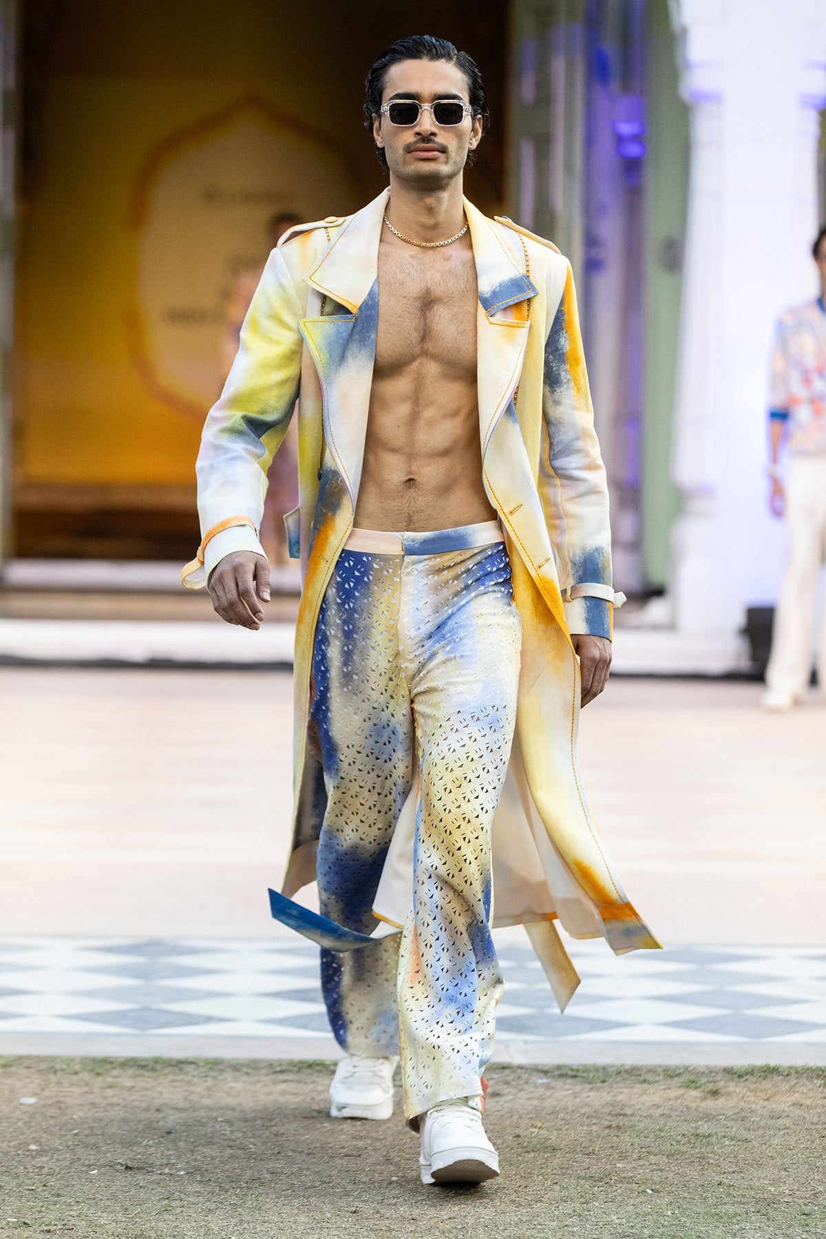 Multicolor Stroke Long Jacket