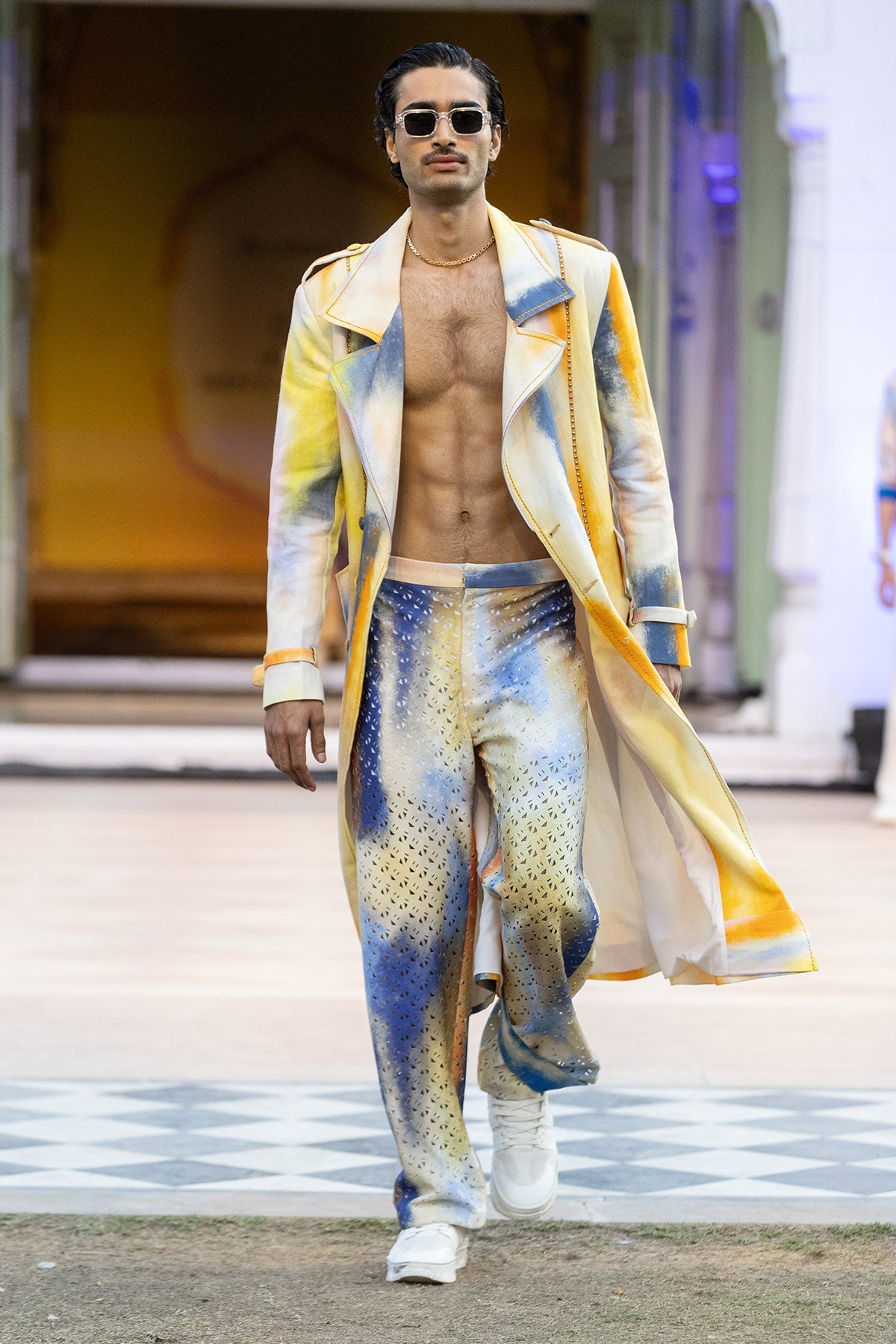 Multicolor Stroke Long Jacket