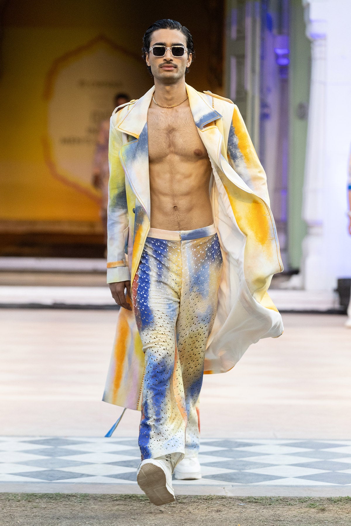 Multicolor Stroke Long Jacket