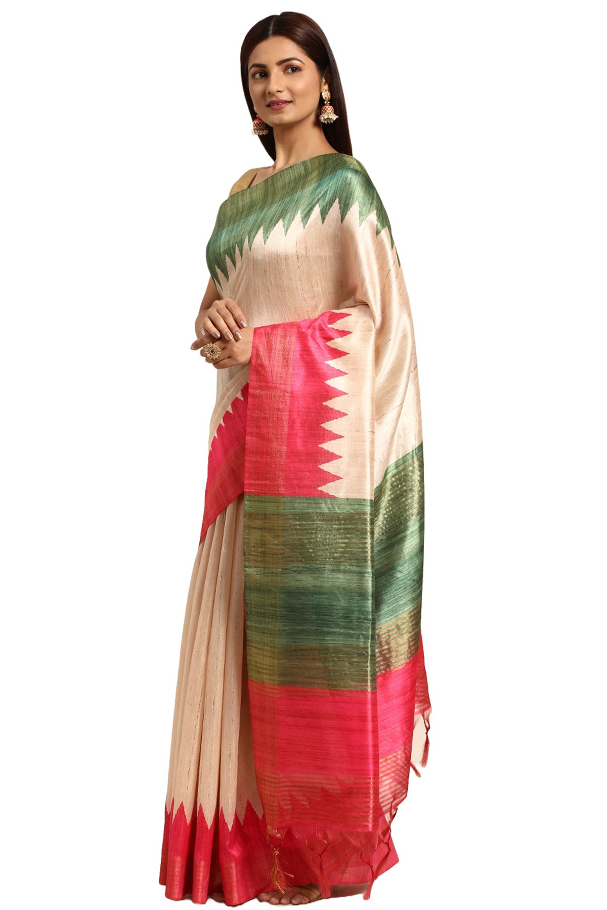 Multicolor Temple Border Saree