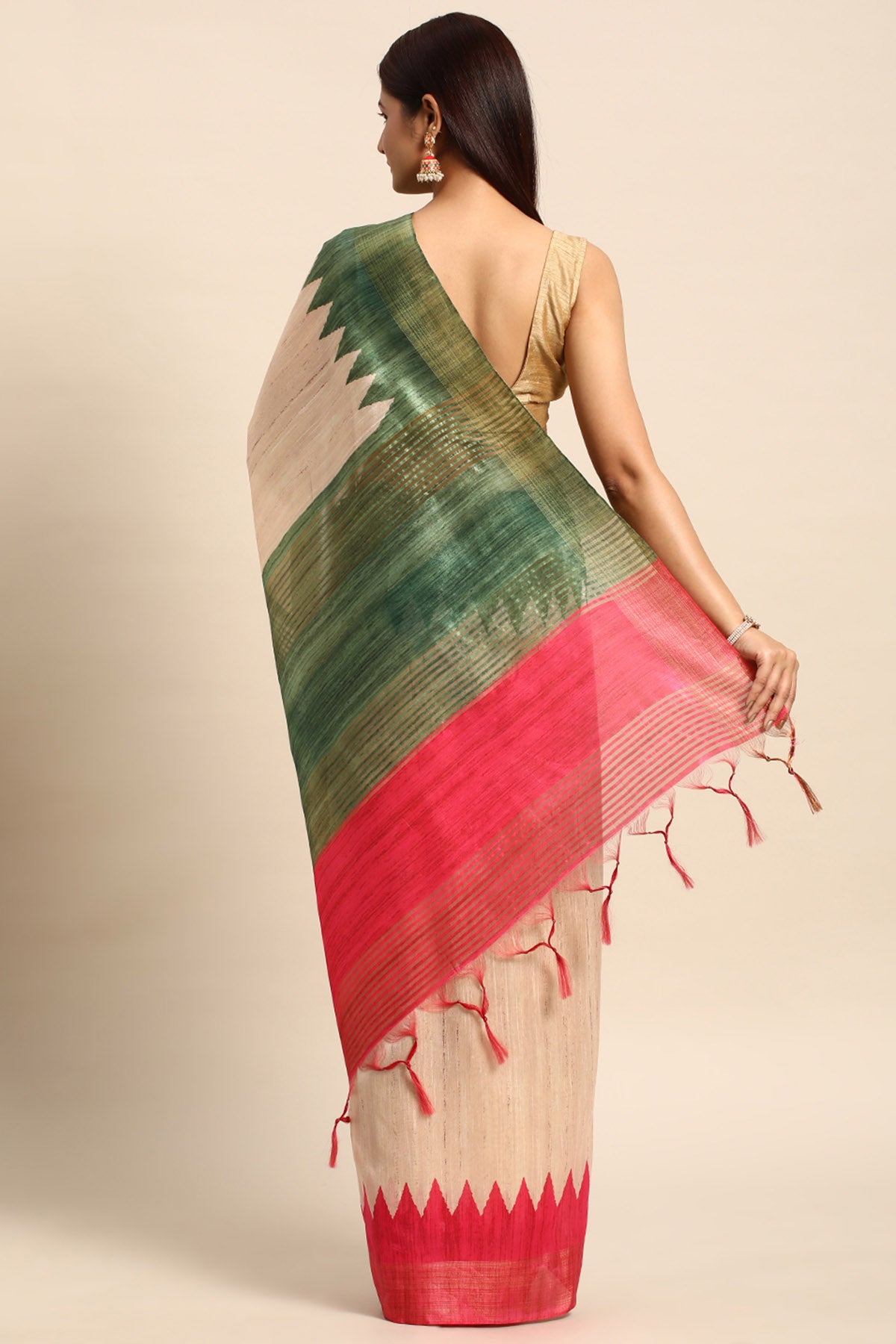 Multicolor Temple Border Saree