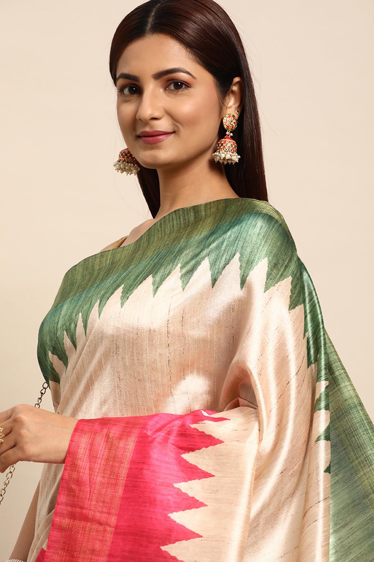 Multicolor Temple Border Saree