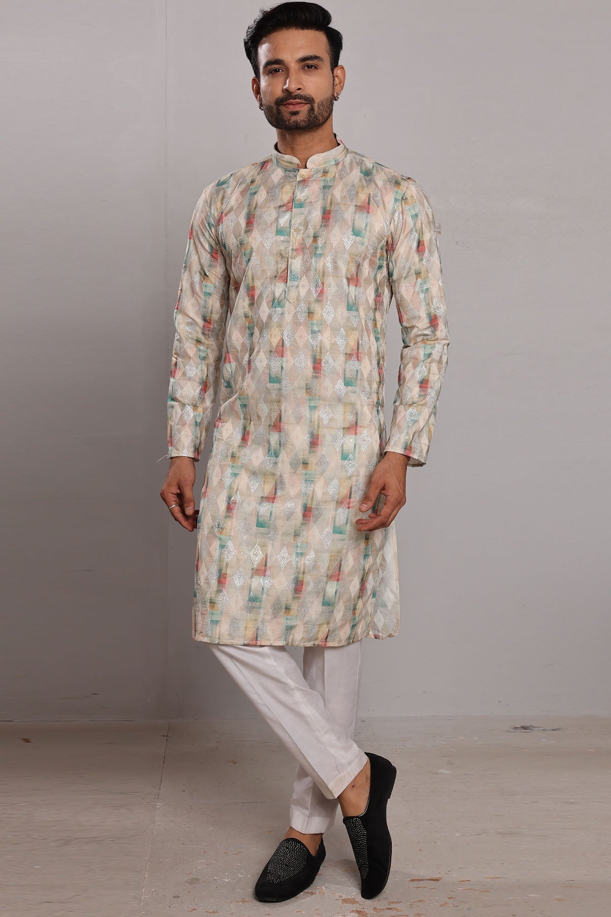 Buy Multicolor Thread Work Kurta by SNEHA B for men online at ScrollnShops